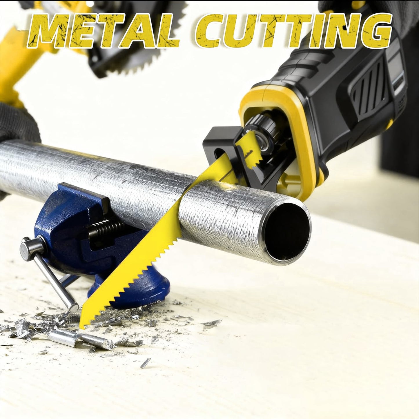 GICOOL 10-Piece Reciprocating Saw Blades, 6" & 8", Wood & Metal Cutting, Premium Bi-Metal Carbon Steel Blades for Wood Pruning