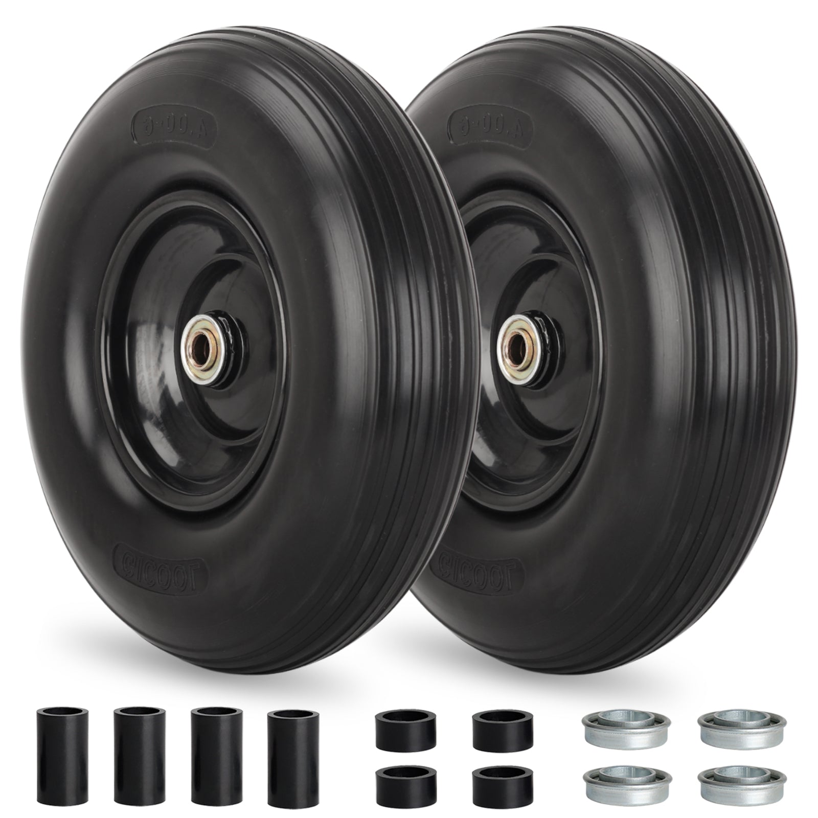 4.00 6 Flat free Solid Tire and Wheel 13 Wheelbarrow Tire with 5 8 GICOOL