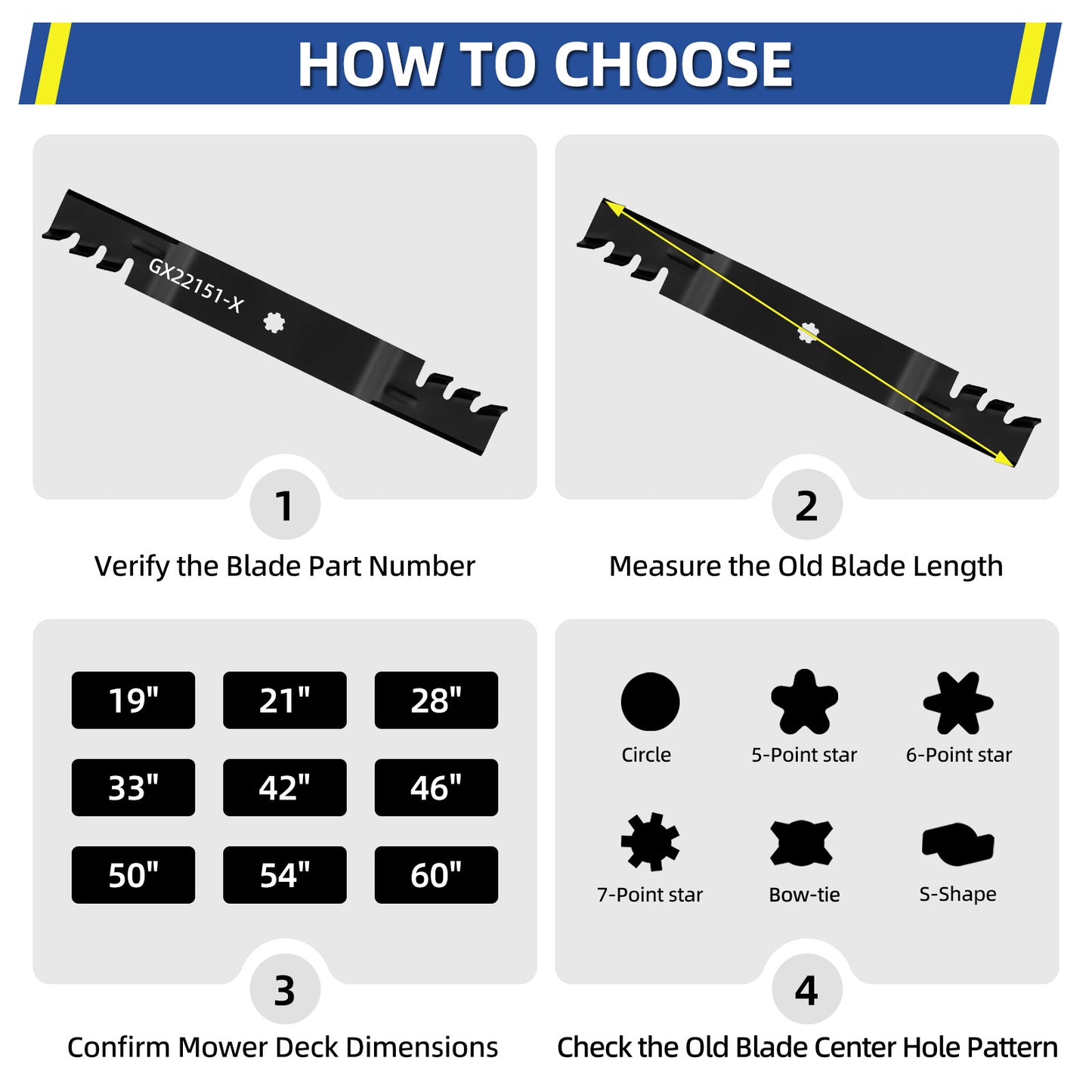GY20850 Mulching Blades for John Deere 42" Deck, Replace GX22151 AM141033 AM141031