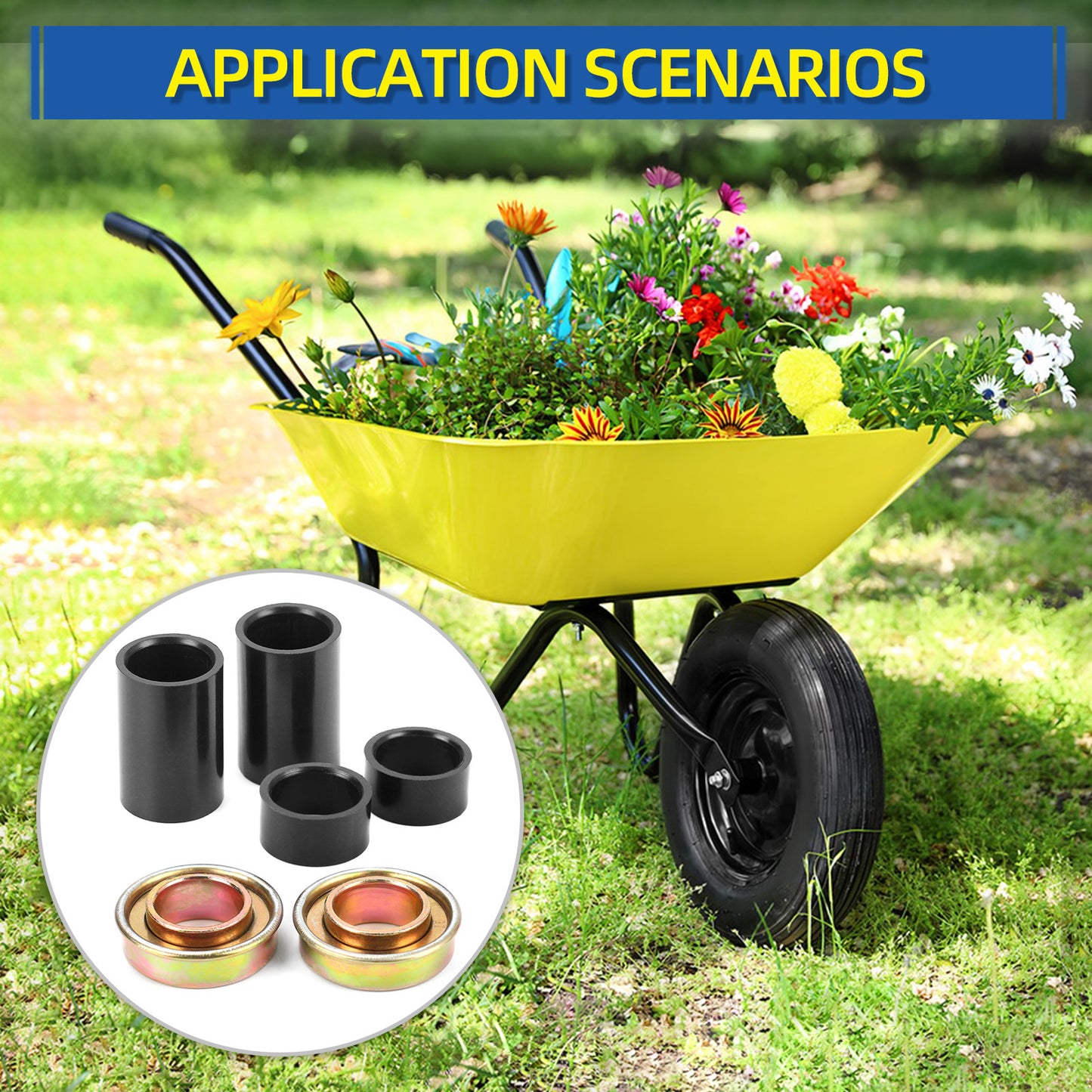 Bearing & Hub Length Adjustment Hardware Kit, with 3/4'' Bore Hole Bearing, 1/2'' and 1-1/2'' Nylon Washers, 6 Pack