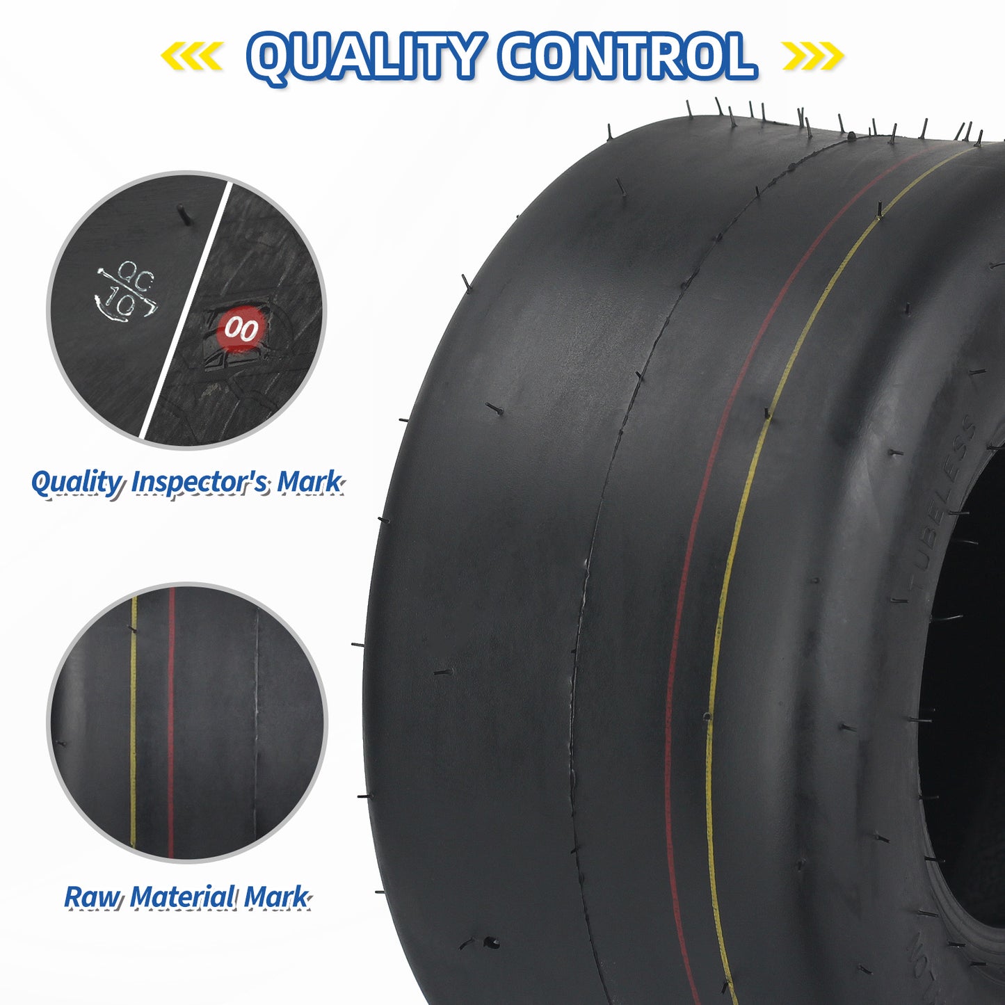 11x6.00-5 Tubeless Zero Turn Mower Tire, Riding Lawnmower Smooth Tread, 4 Ply
