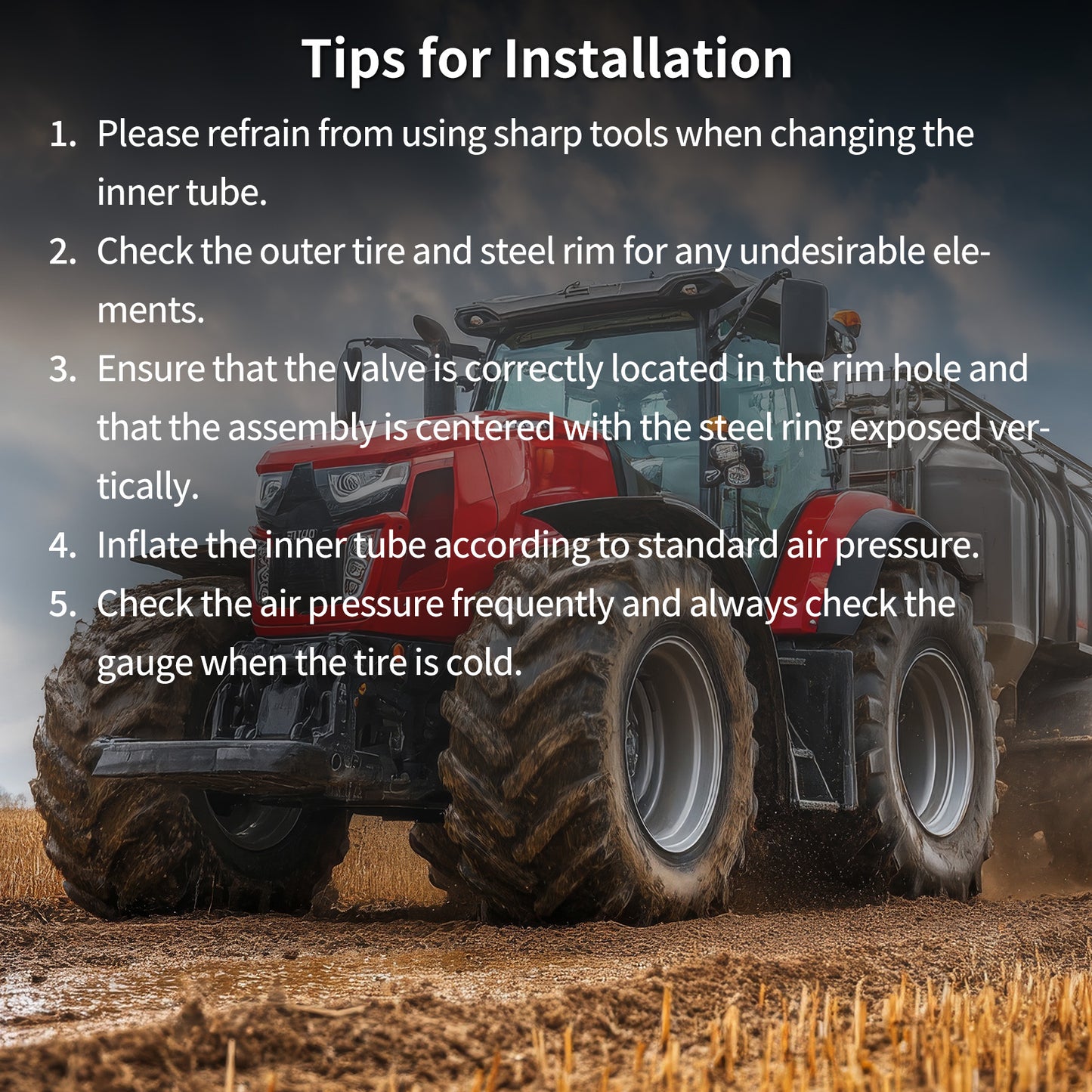 11.2-28/12.4-28 Butyl Inner Tube, 1 Pack with TR218A Valve Stem, Heavy-Duty Inner Tube, Replacement Tube for Farm Tractor, Backhoe and Industrial Equipment