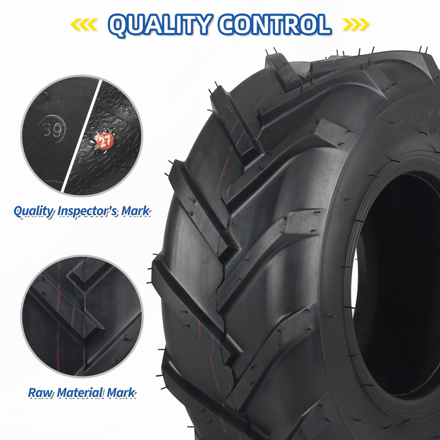 13x5.00-6 Tubeless Tiller Tire, 13x5-6 for Tractor Lawnmower Ag Tire, 2 Ply, Super Lug Pattern