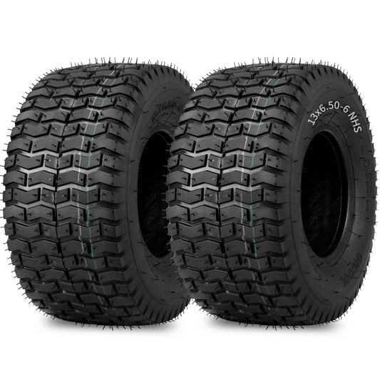 13x6.50-6 Lawn Mower Tubeless Tire, 13x6.5-6 for Tractor Riding Lawnmowers, 4 Ply, Turf-V Pattern(2 Pack)