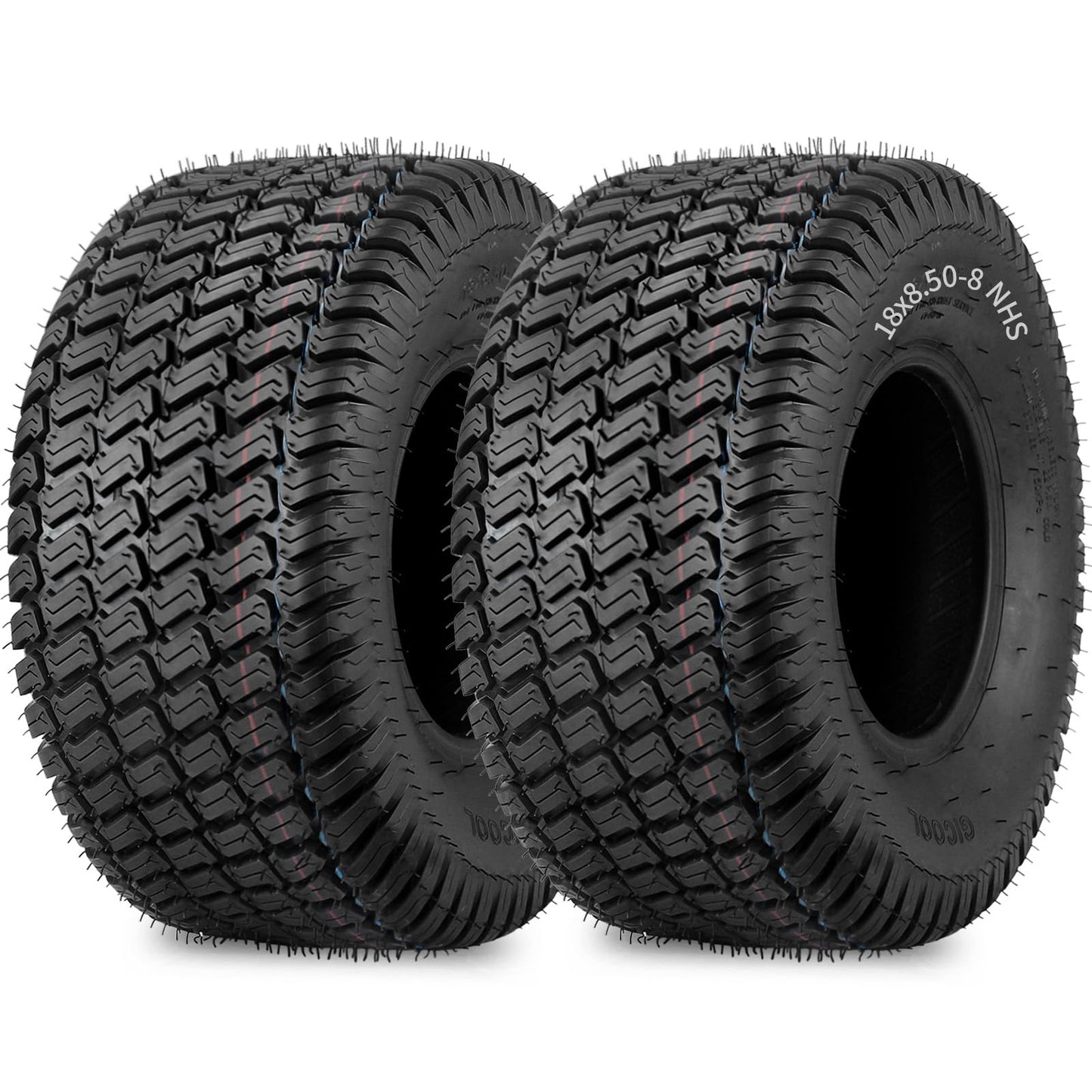 18x8.50-8 Lawn Mower Tire, 18x8.5-8 Tractor Lawnmower Tire, 4 Ply Tubeless Tire, Turf-S Pattern, Set of 2