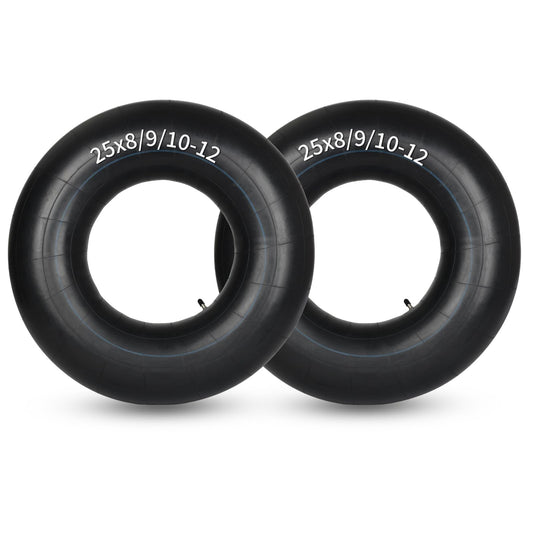 25x8/9/10-12 Butyl Inner Tubes, 2 Pack with TR6 Valve Stem, Heavy-Duty ATV Inner Tubes, Replacement Tubes for Tractors, ATVs, Trailers, Garden Wagons, Golf Carts