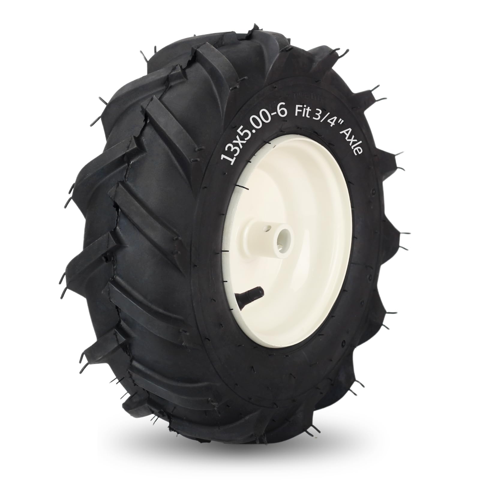 13x5.00-6" Tiller Tire and Wheel, 【3/4" Axle Size】, 3-1/8" Centered Hub, 13x5-6 Agriculture Super Lug Tractor & Trencher Tubeless Tire, Compatible with Craftsman & Troy-Bilt Tiller, 1 Pack