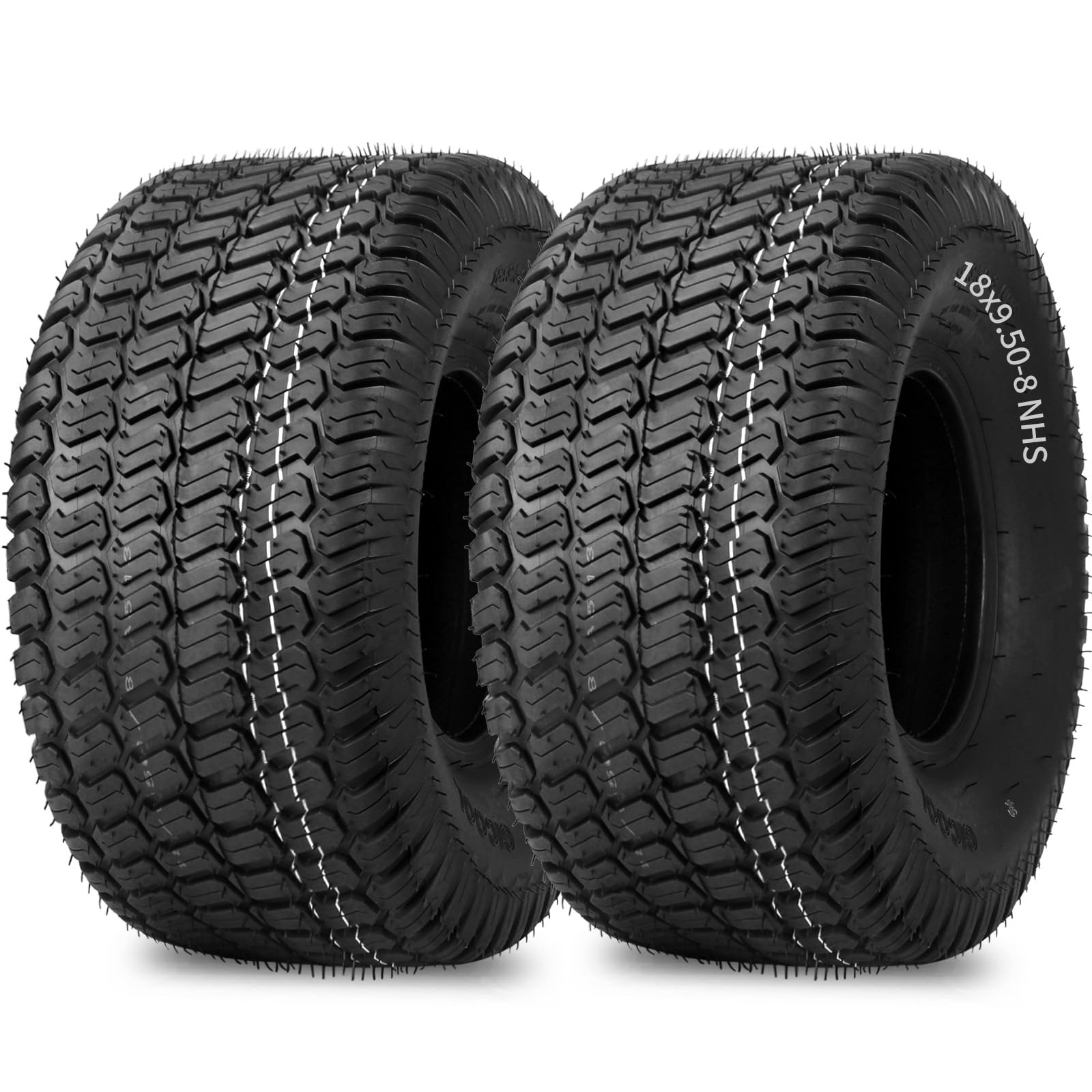 18x9.50-8 Lawn Mower Tire, 18x9.5-8 Lawn Tractor Tire, 18x9.5-8 for Riding Lawnmowers, 4 Ply, Turf-S Pattern(2 Pack)