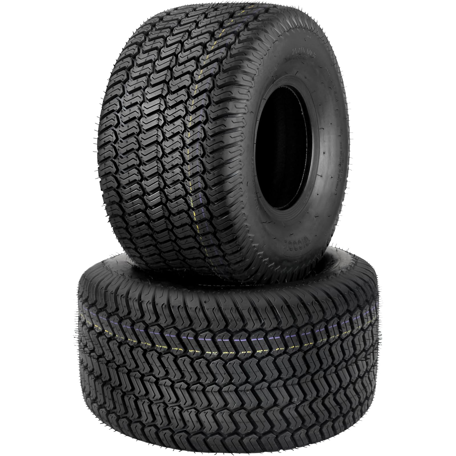 20x10.00-8 Lawn Mower Tire, 20x10-8 Tubeless Tire for Tractor Riding Lawnmowers, 4 Ply, Turf-S Pattern, 2 Pack