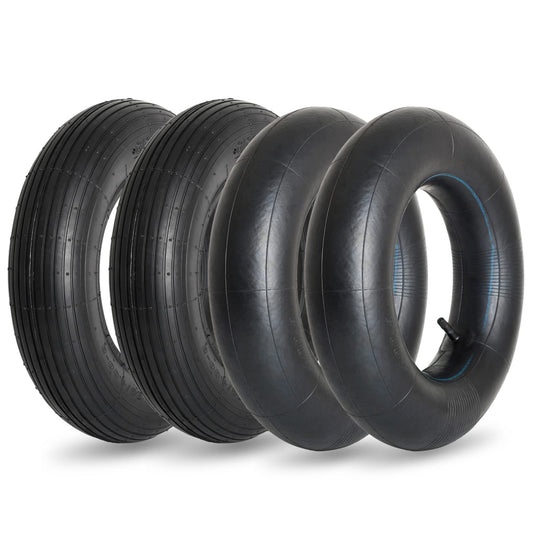 4.80/4.00-8 Replacement Tire and Inner Tube Set, 15" Heavy Duty Tire and Wheel, TR-13 Straight Valve Stem, for wheelbarrow Trolley Dolly Garden Wagon Wheel Replacement (2 Pack)