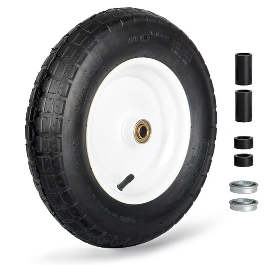 GICOOL Wheelbarrow Rubber Tire, 14-inch Pneumatic Wheel, 3"-6" Centered Hub, 5/8" & 3/4" Ball Bearings, Replacement 4.80/4.00-8, 3.50/2.50-8, 4.00-6, 4.00-8 Wheelbarrow Wheels