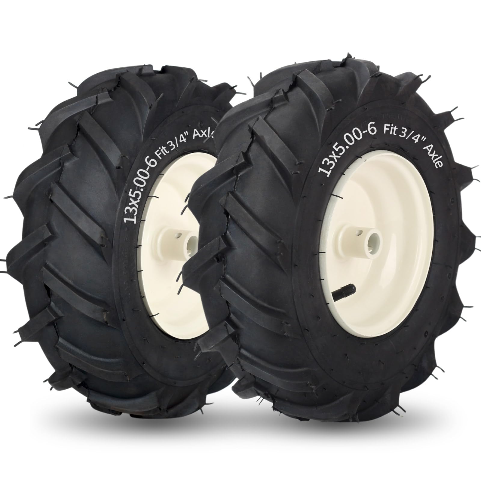 13x5.00-6" Tiller Tire and Wheel, 3/4" Axle Size, 3-1/8" Centered Hub, Compatible with Craftsman & Troy-Bilt Tiller Replacement (2pack)