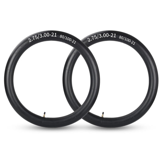 2.75/3.00-21” Motorcycle Inner Tubes, 2 Pack with TR4 Valve Stem, 80/100-21 Heavy-Duty Inner Tubes, Replacement Tubes for Motorcycle, Dirt Bike, Pit Bike and More