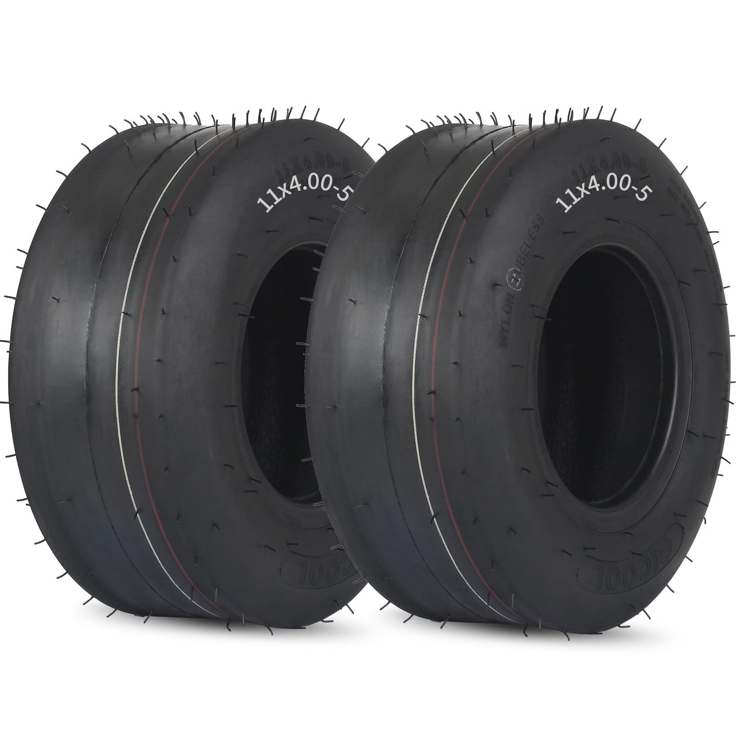 11x4.00-5 Tubeless Zero Turn Mower Tires, Riding Lawnmower Smooth Tread, 4 Ply(2 Pack)