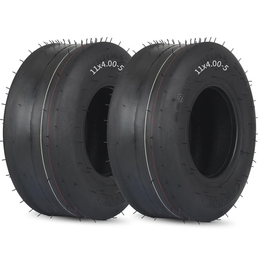 11x4.00-5 Tubeless Zero Turn Mower Tires, Riding Lawnmower Smooth Tread, 4 Ply(2 Pack)