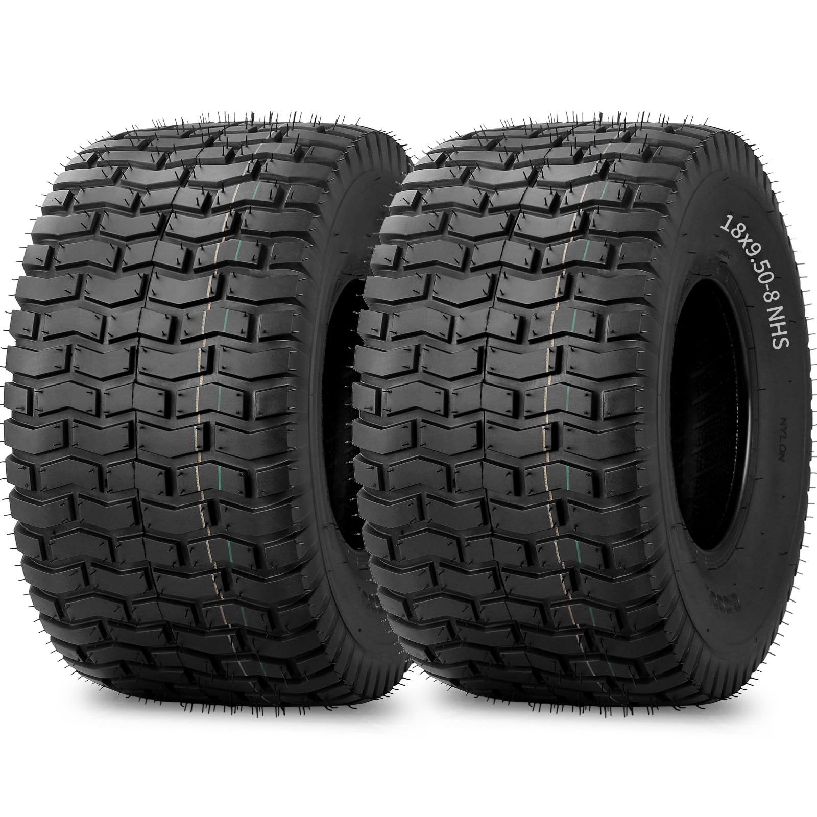 18x9.50-8 Lawn mower Tire, 18x9.5-8 Tubeless Tire for Tractor Riding Lawnmowers, 4 Ply Tubeless Tire, Turf-V Pattern(2 Pack)
