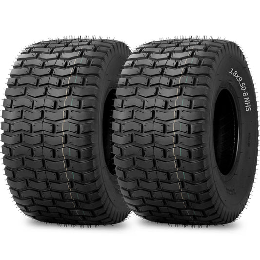 18x9.50-8 Lawn mower Tire, 18x9.5-8 Tubeless Tire for Tractor Riding Lawnmowers, 4 Ply Tubeless Tire, Turf-V Pattern(2 Pack)