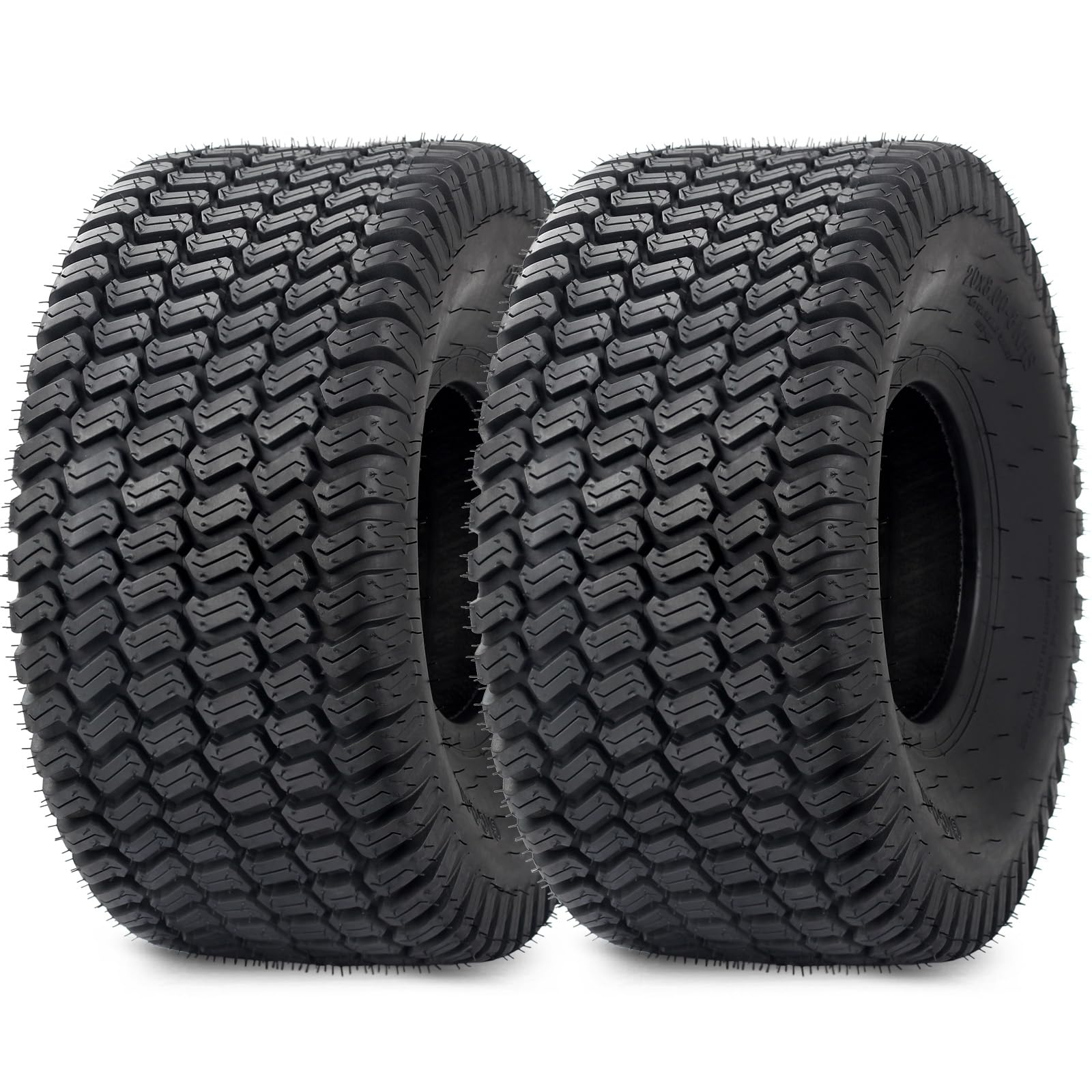 20x8.00-8 Lawnmower Tubeless Tire, 20x8-8 for Tractor Riding Lawn Mowers, 4 Ply, Deep Turf-S Pattern(2 Pack)