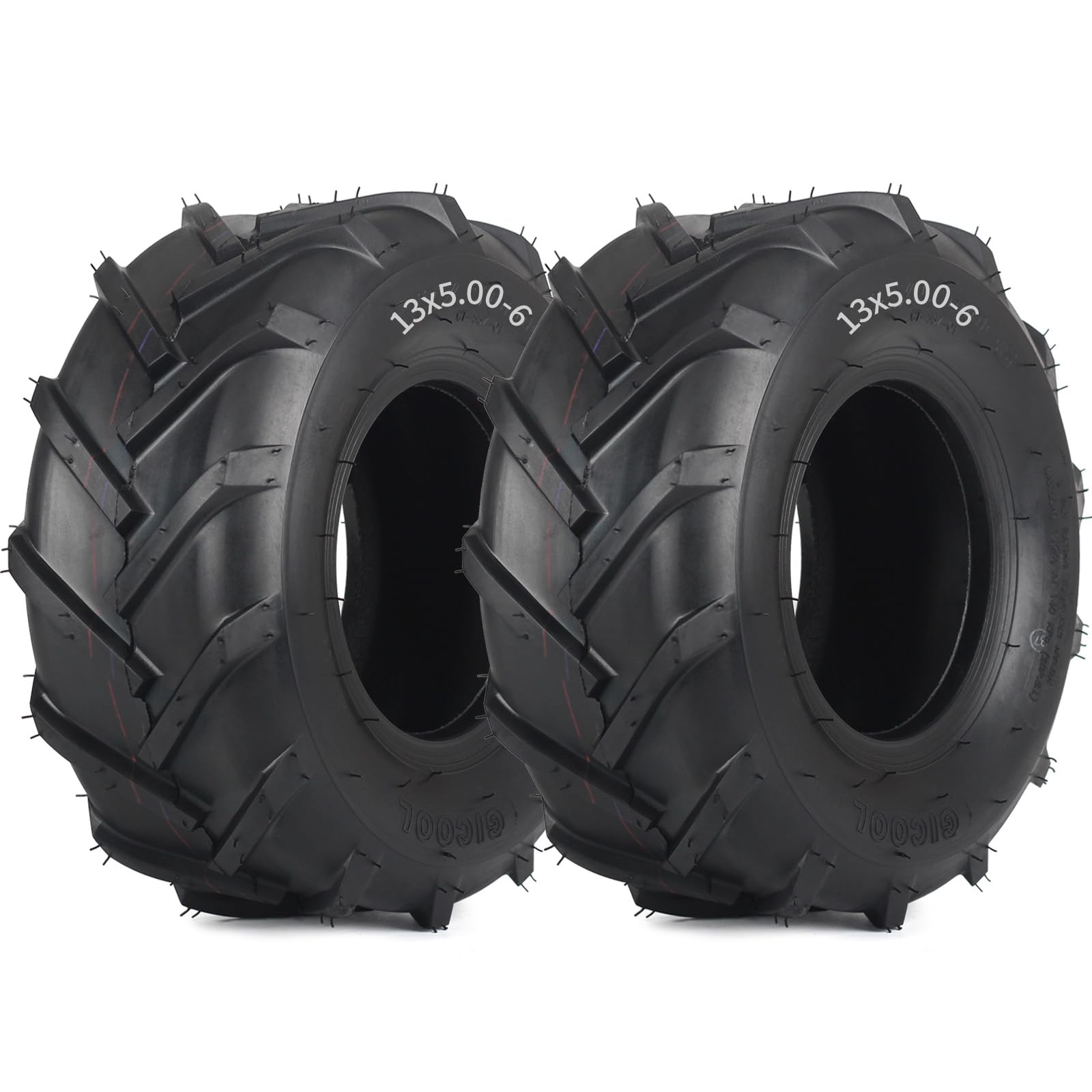 13x5.00-6 Tubeless Tiller Tractor Tire, 13x5-6 for Agriculture Farm Tractor Lawnmower Tire, 2 Ply, Super Lug Pattern(2 Pack)