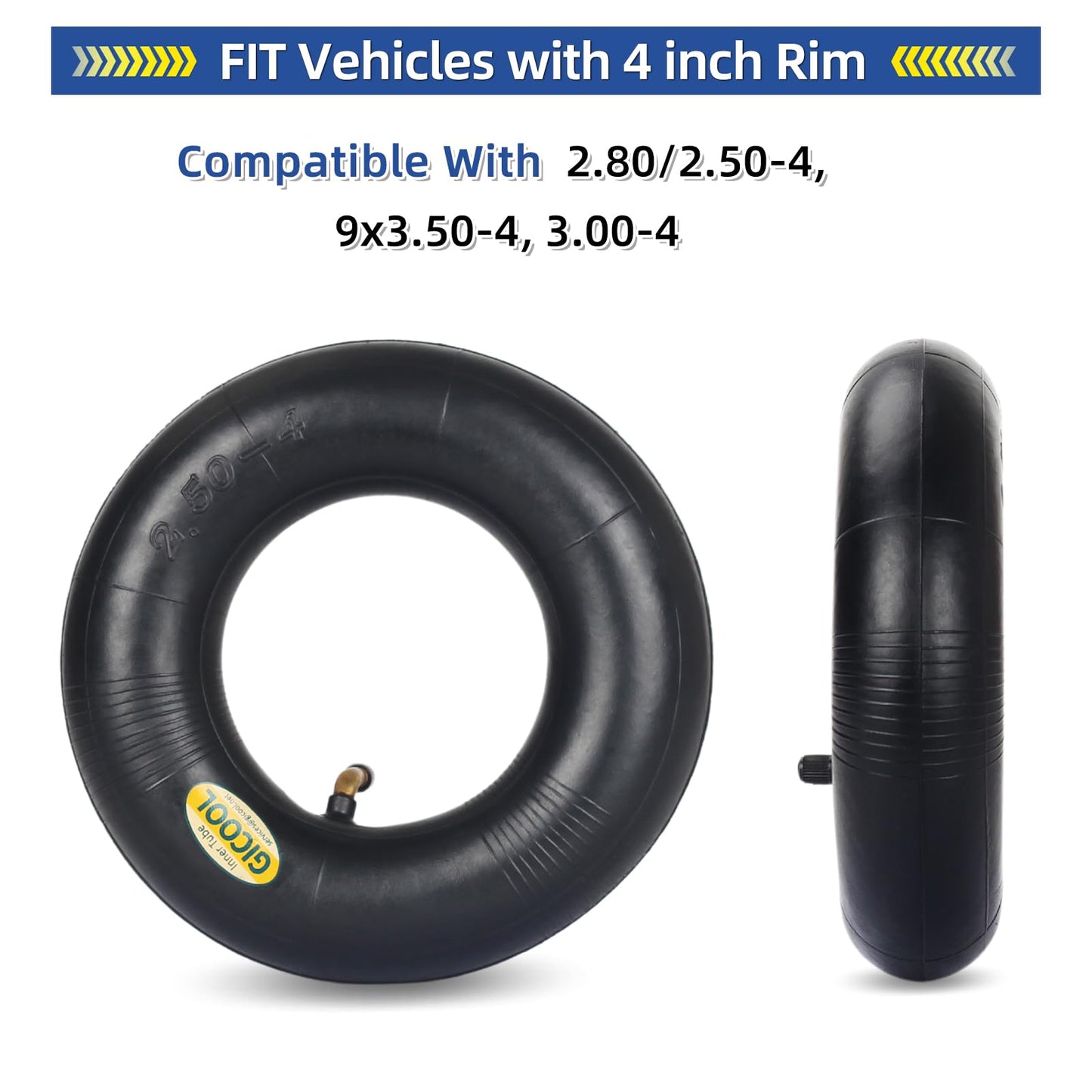 2.80/2.50-4 Inner Tubes, 2 Pack with TR87 Valve Stem, Heavy-Duty Inner Tubes, Replacement Tubes for Wheelbarrows, Hand Trucks, Dollies, Lawn Mowers, Scooters, Go Karts