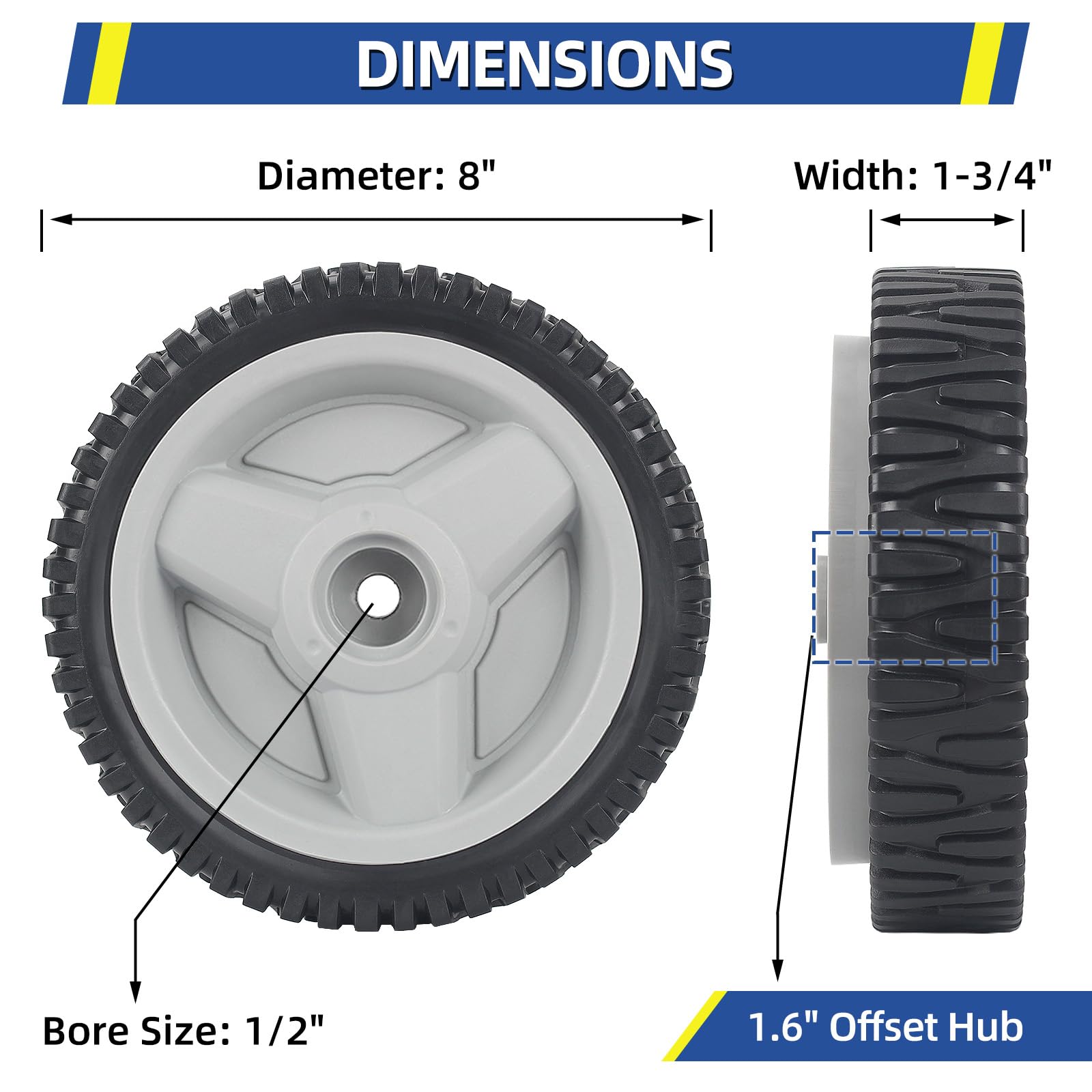 532401274 401274X460 532411081 Replacement Front Drive Wheels, 8 Inch Wheels for Husqvarna AYP Craftsman Lawn Mower, Pack of 2