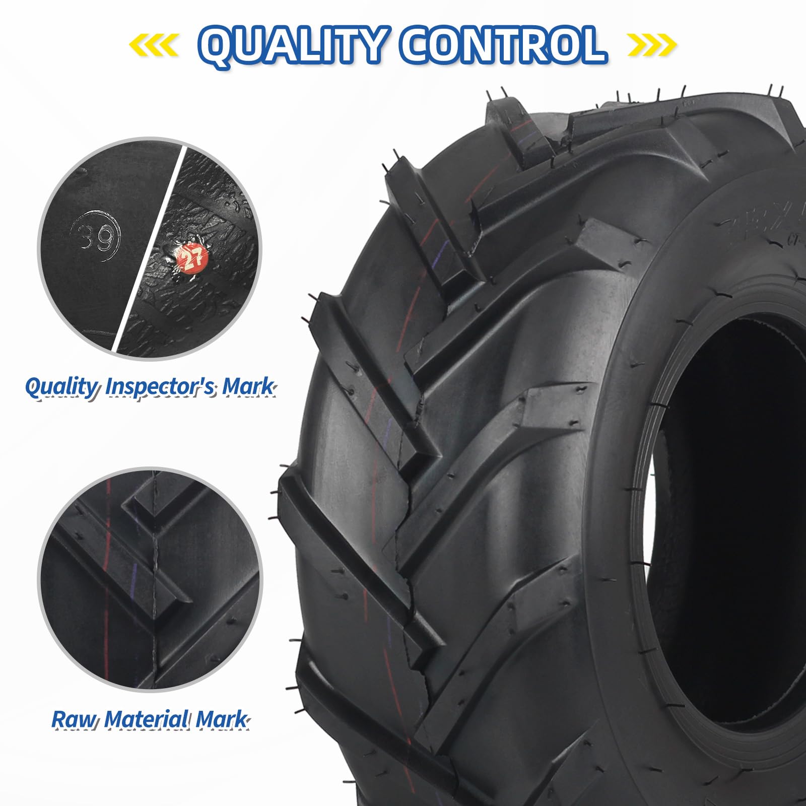 13x5.00-6 Tubeless Tiller Tractor Tire, 13x5-6 for Agriculture Farm Tractor Lawnmower Tire, 2 Ply, Super Lug Pattern(2 Pack)