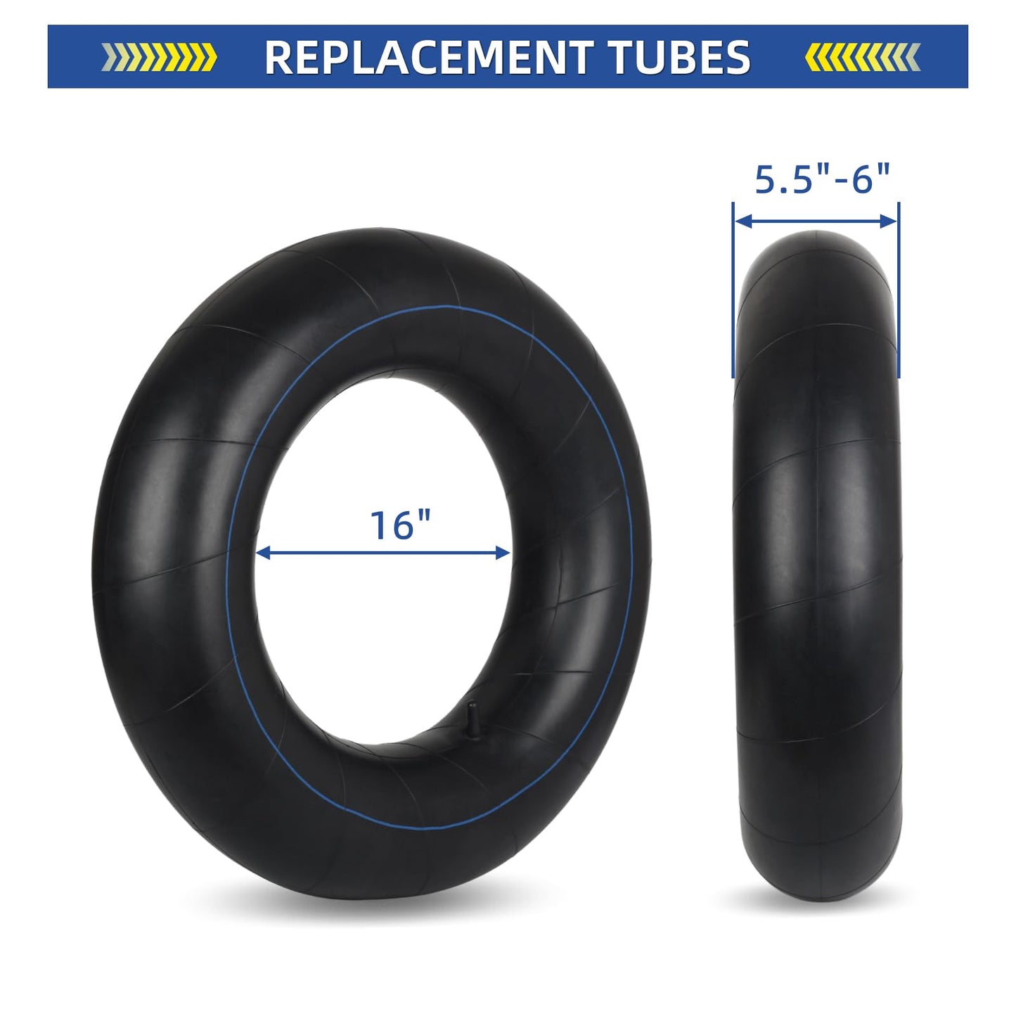 5.00/5.50/5.90/6.00-16 Butyl Inner Tubes, 2 Pack with TR15 Valve Stem, Heavy-Duty Tractor Inner Tubes, Replacement Tubes for Agriculture Farm Implement Farm Tractor Trailer