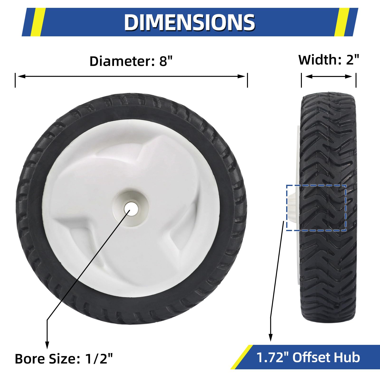 105-1814 14424 205-284 Front Drive Wheels, 8 Inch Wheels Fit for Toro Lawn Mower, Pack of 2