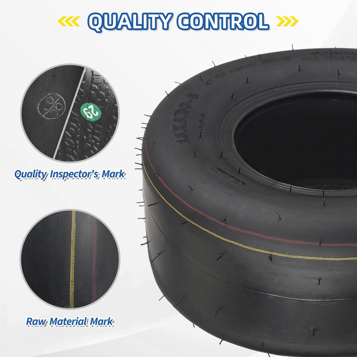 13x5.00-6 Lawn Mower Tubeless Tire, 13x5-6 Riding Zero Turn Lawnmower Smooth Turf Tyre, 4 Ply(2 Pack)