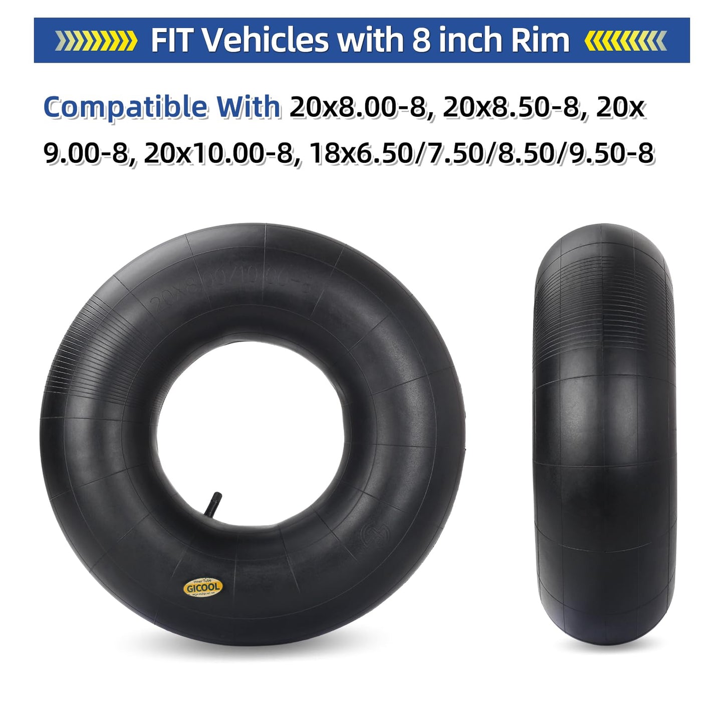 20x8.00-8, 20x10.00-8 Inner Tubes, 2 Pack with TR-13 Valve Stem, Heavy-Duty Replacement Tubes for Lawn Mowers, Tractors, Riding Mowers, Golf Carts, Scooters, Go Karts, Wagons, Garden Trailers