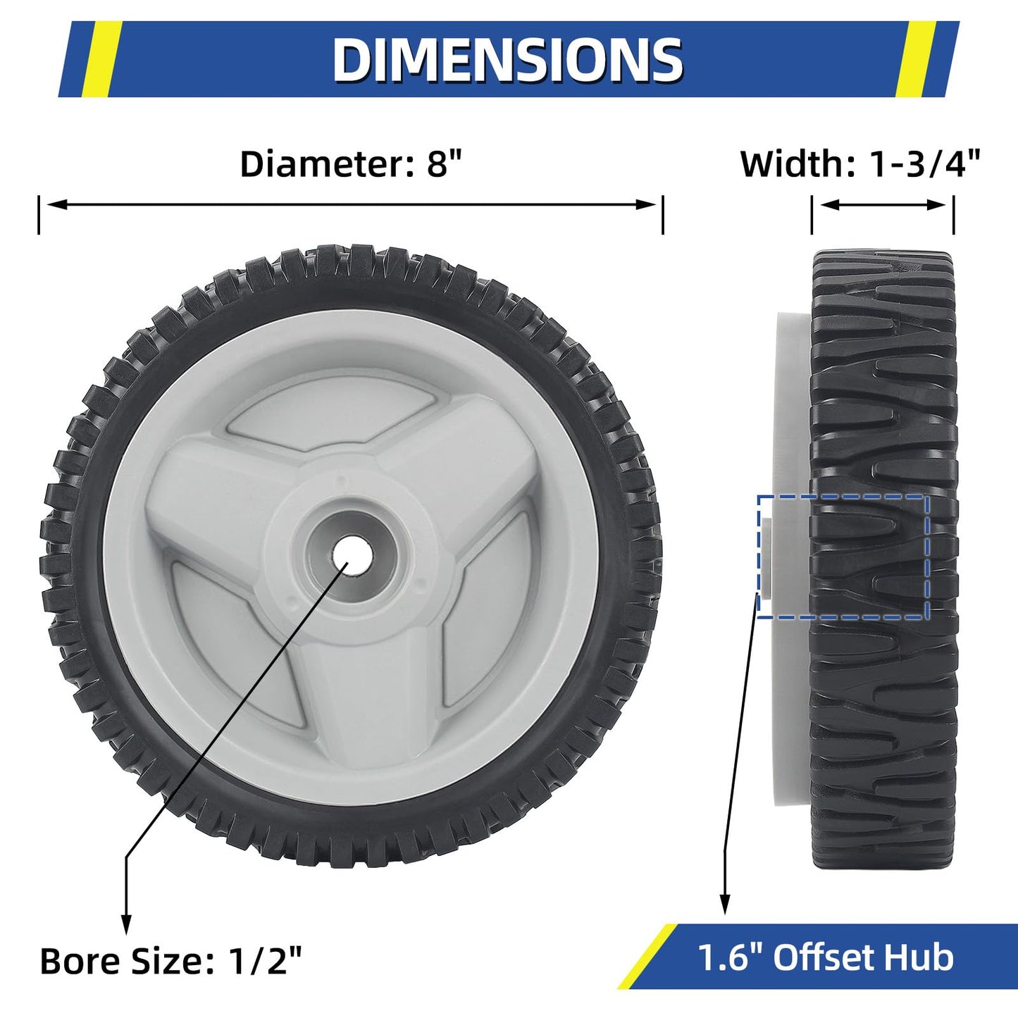 532401274 401274X460 532411081 Replacement Front Drive Wheels, 8 Inch Wheels for Husqvarna AYP Craftsman Lawn Mower, Pack of 2