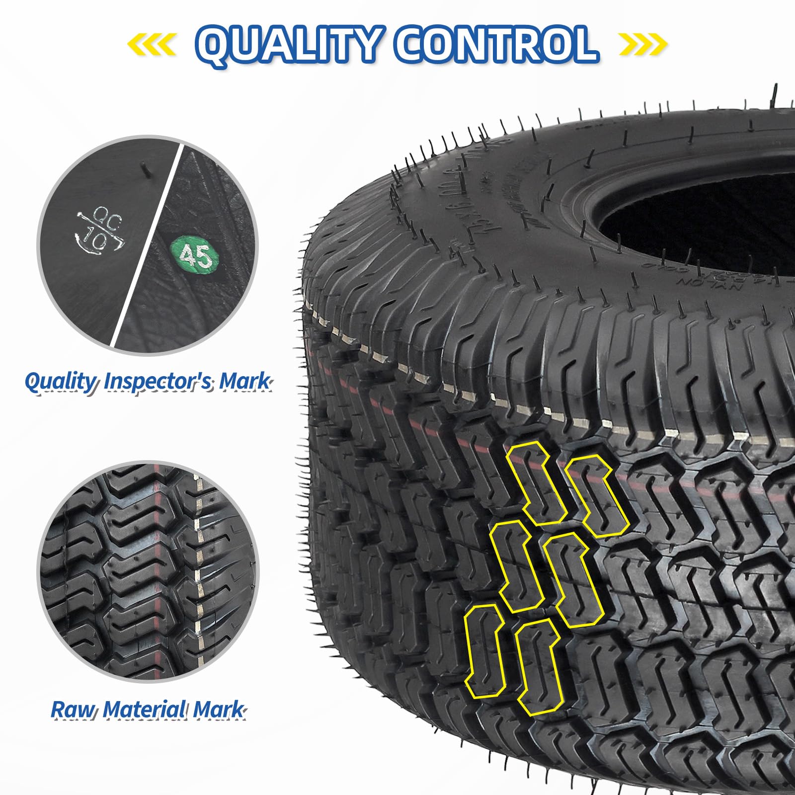 15x6.00-6 Lawn Mower Tubeless Tire, 15x6-6 Garden Tractor Lawnmower Tire, 4 Ply, Turf S Pattern(2 Pack)