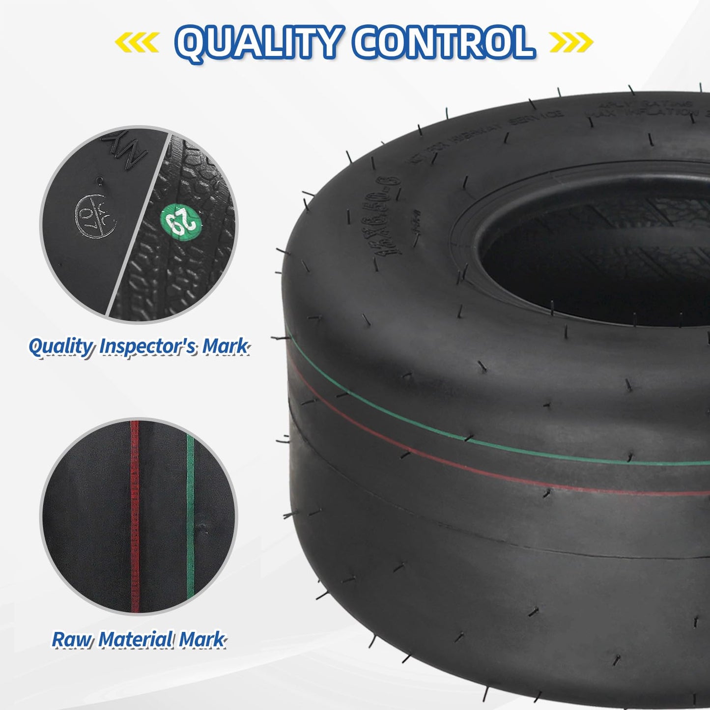 13x6.50-6 Tubeless Lawn Mower Tire, 13x6.5-6 Riding Zero Turn Lawnmower Smooth Turf Tyre, 4 Ply (2 Pack)