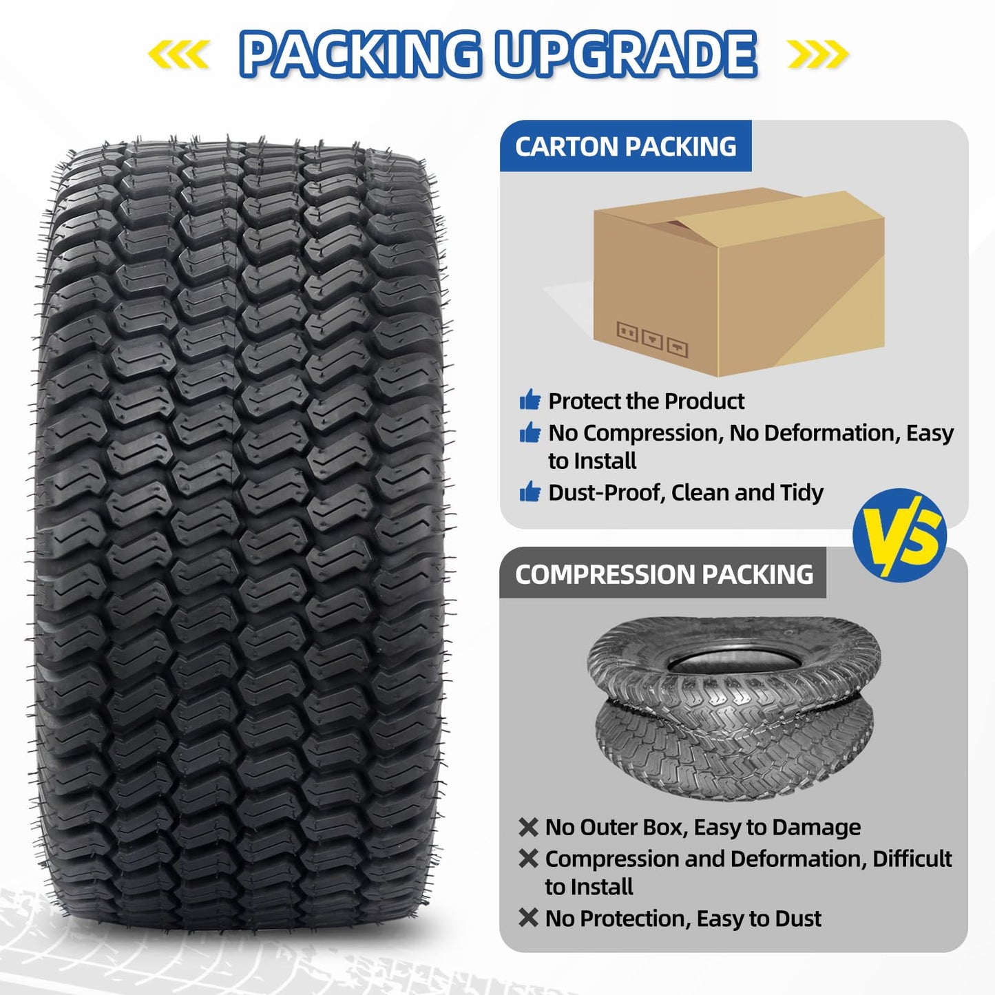 20x8.00-8 Lawnmower Tubeless Tire, 20x8-8 for Tractor Riding Lawn Mowers, 4 Ply, Deep Turf-S Pattern(2 Pack)