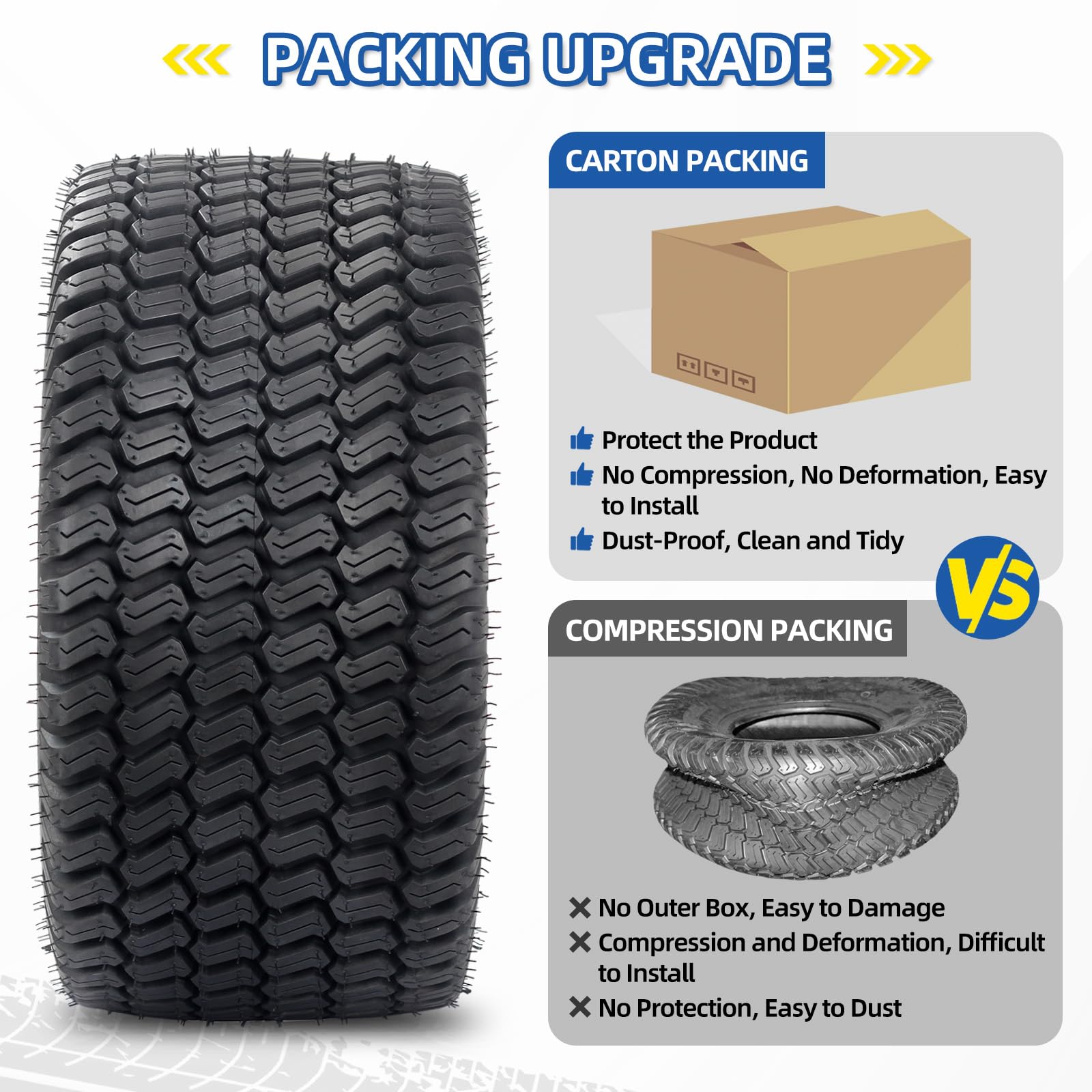 20x8.00-8 Lawnmower Tubeless Tire, 20x8-8 for Tractor Riding Lawn Mowers, 4 Ply, Deep Turf-S Pattern(2 Pack)