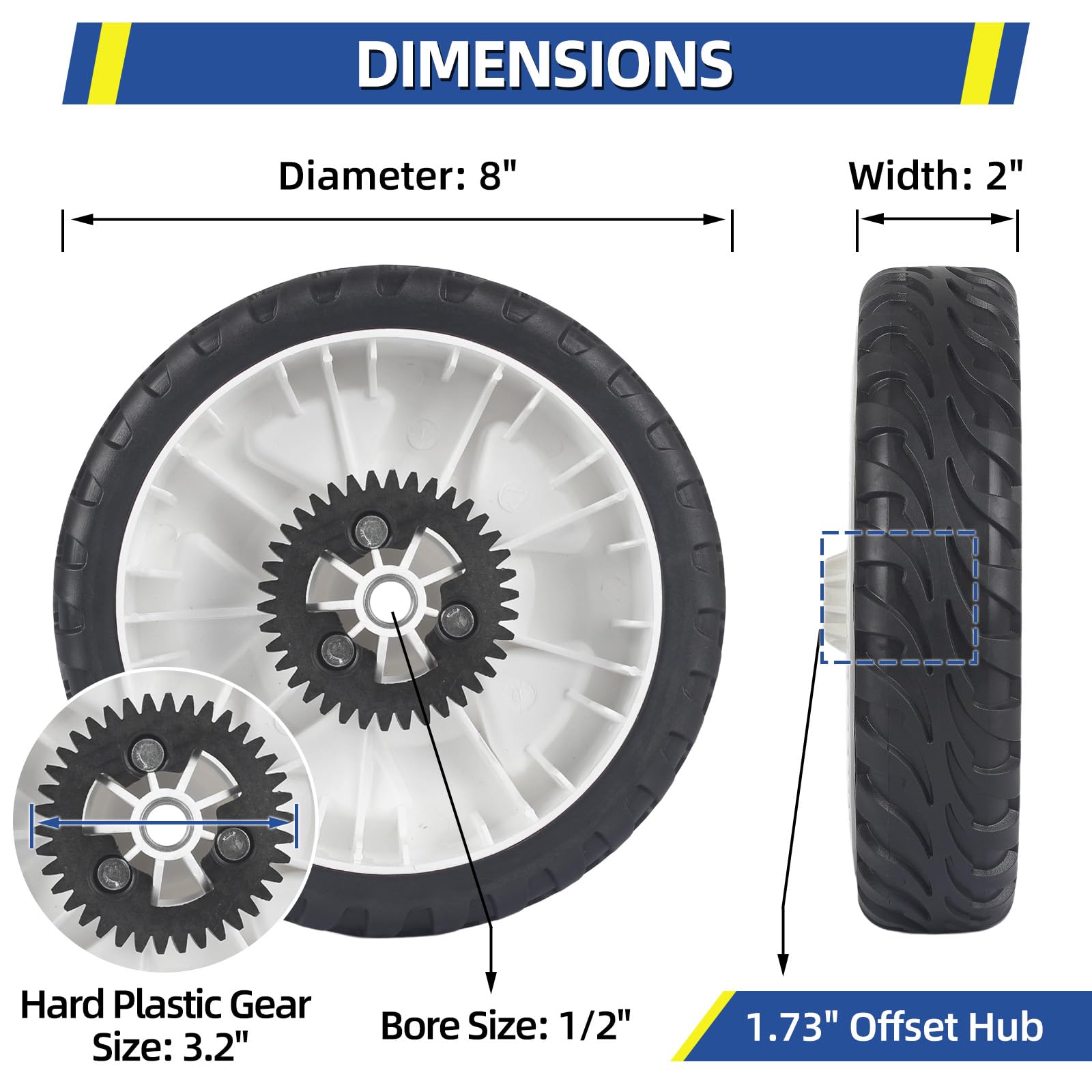 115-4695 20332 20333 20334 Front Drive Wheels, 8 Inch Wheels Fit for Toro Lawn Mower, Pack of 2