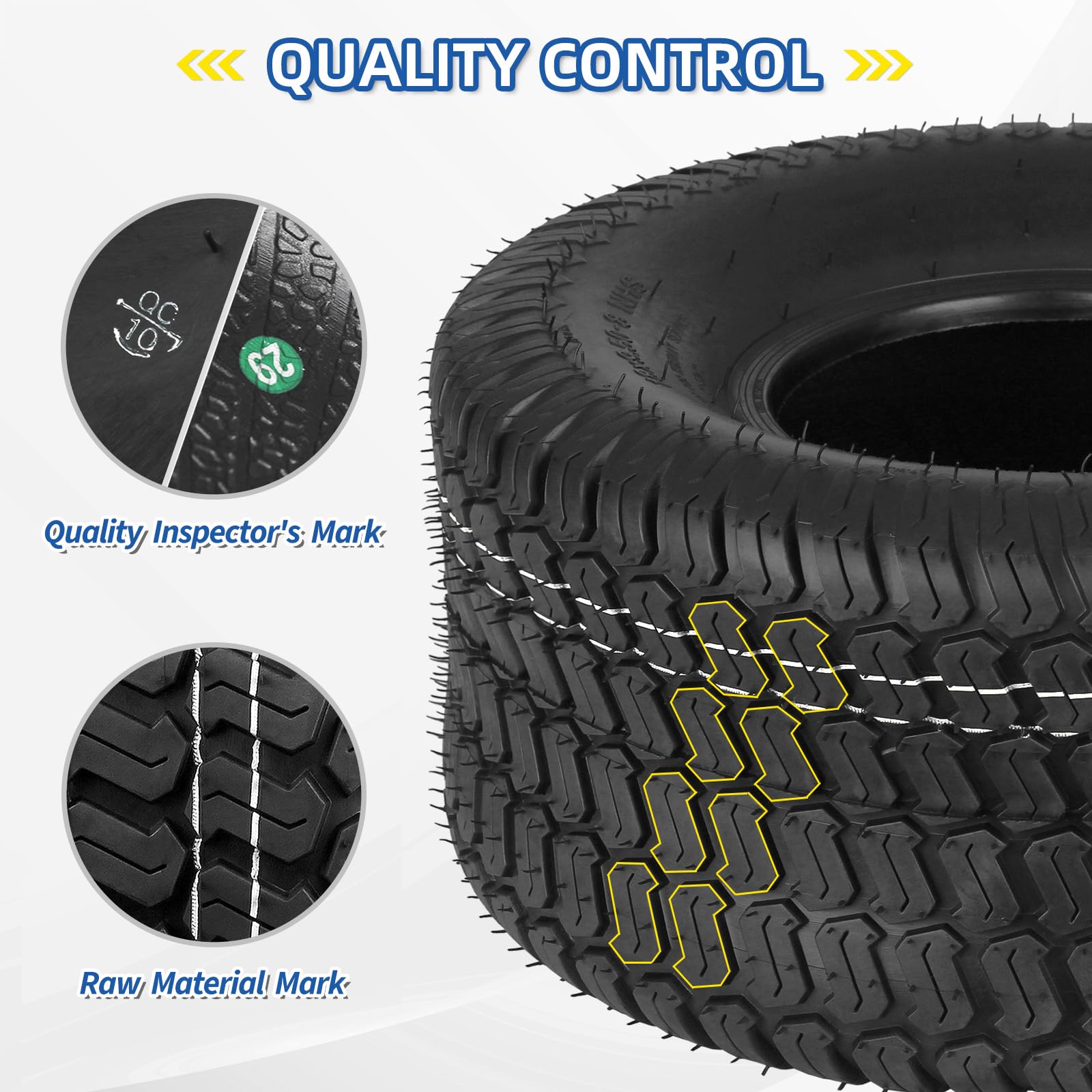 18x9.50-8 Lawn Mower Tire, 18x9.5-8 Lawn Tractor Tire, 18x9.5-8 for Riding Lawnmowers, 4 Ply, Turf-S Pattern(2 Pack)