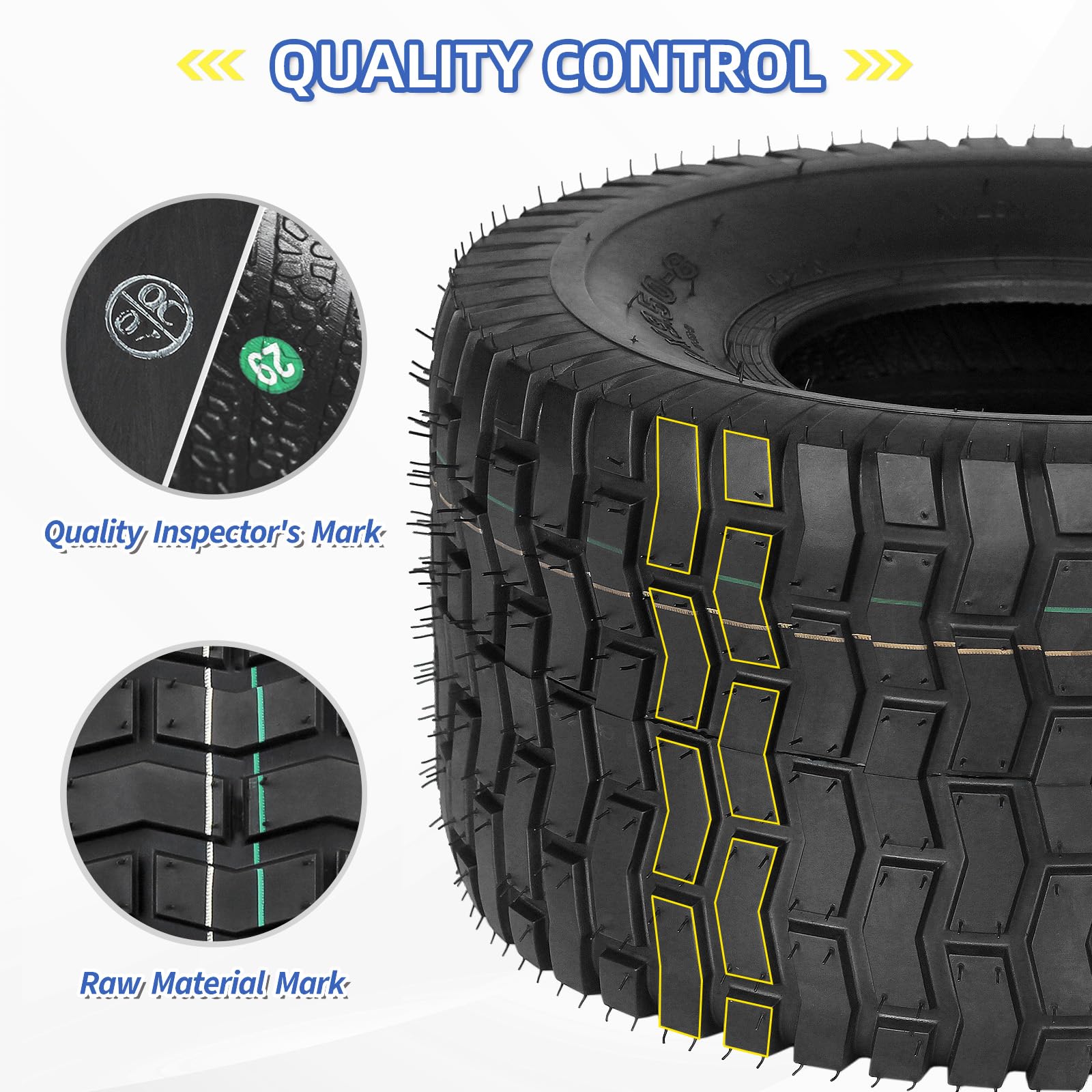 18x9.50-8 Lawn mower Tire, 18x9.5-8 Tubeless Tire for Tractor Riding Lawnmowers, 4 Ply Tubeless Tire, Turf-V Pattern(2 Pack)