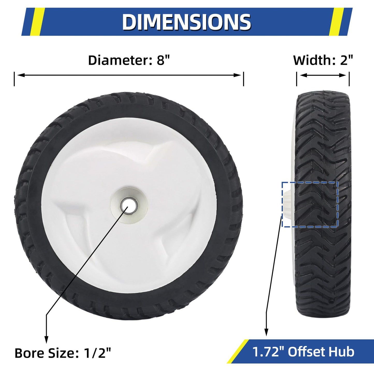 105-1815 205-272 Front Drive Wheels, 8 Inch Wheels Fit for Toro Stens Lawn Mower, Pack of 2