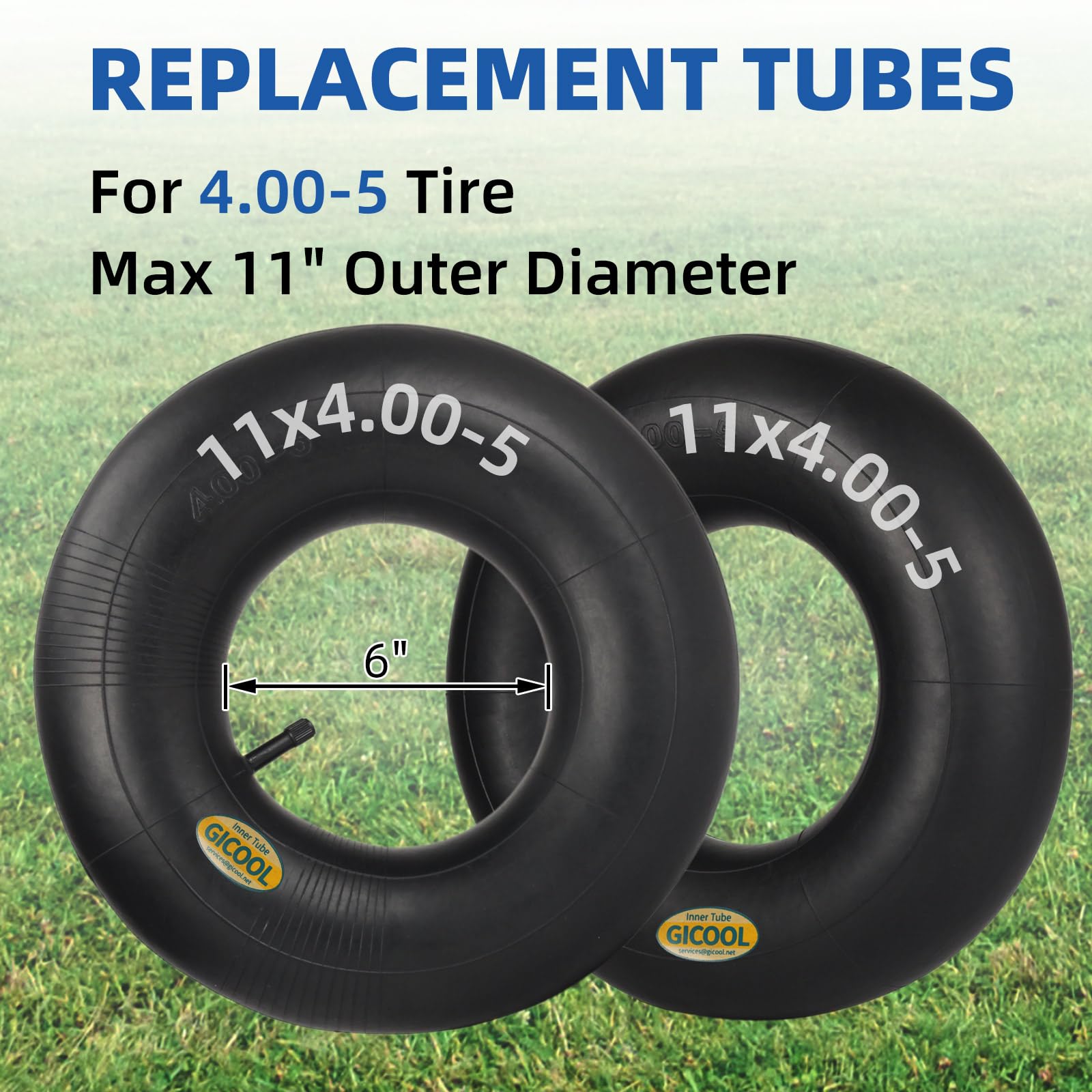 11x4.00-5 Replacement Inner Tube, 2 Pack with TR-13 Valve Stem, Heavy Duty, for Zero Turn Mower Front Tire