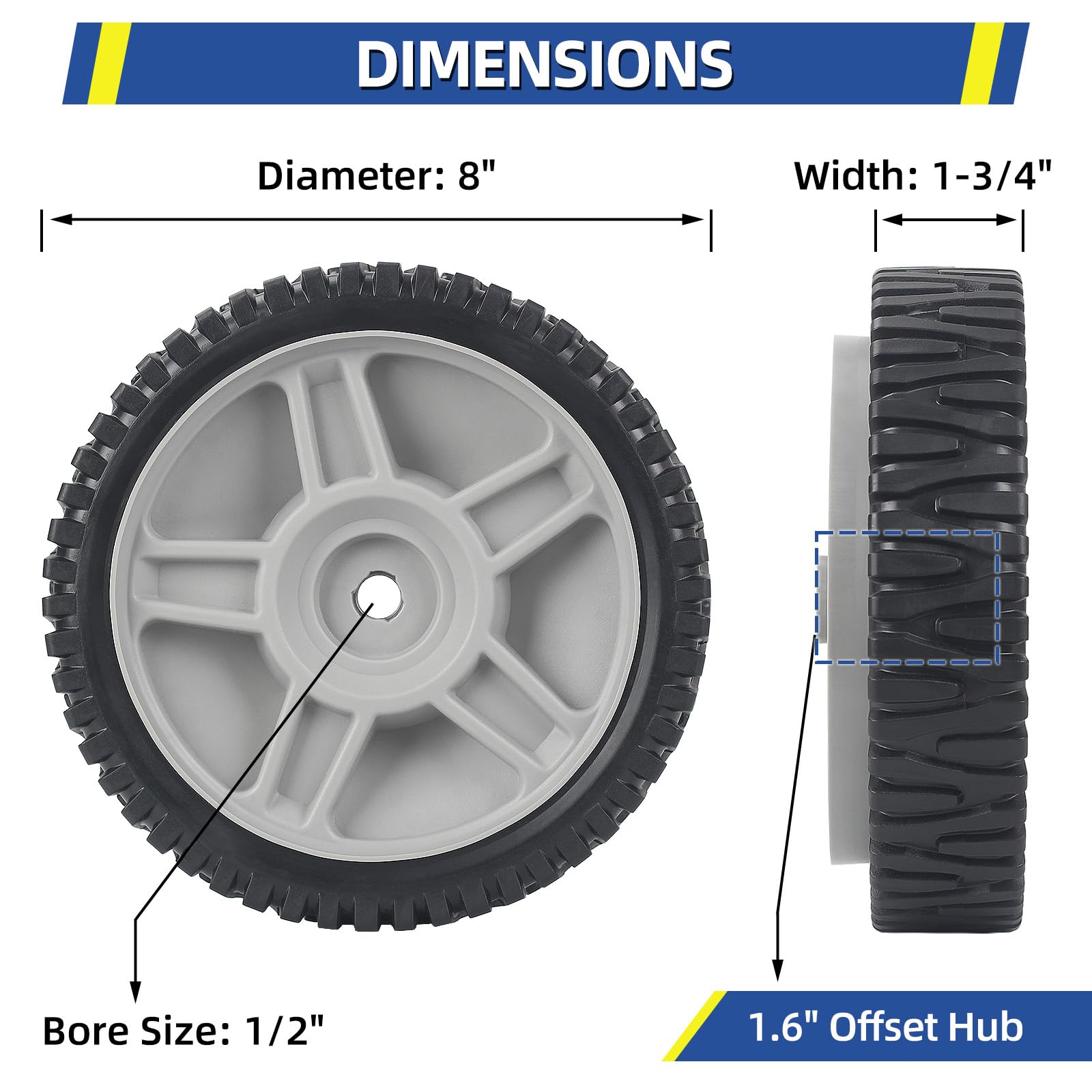 8 Inch Lawn Mower Front Wheels, Replacement 581009202, 193912X460 Wheels for Husqvarna Craftsman AYP, Pack of 2