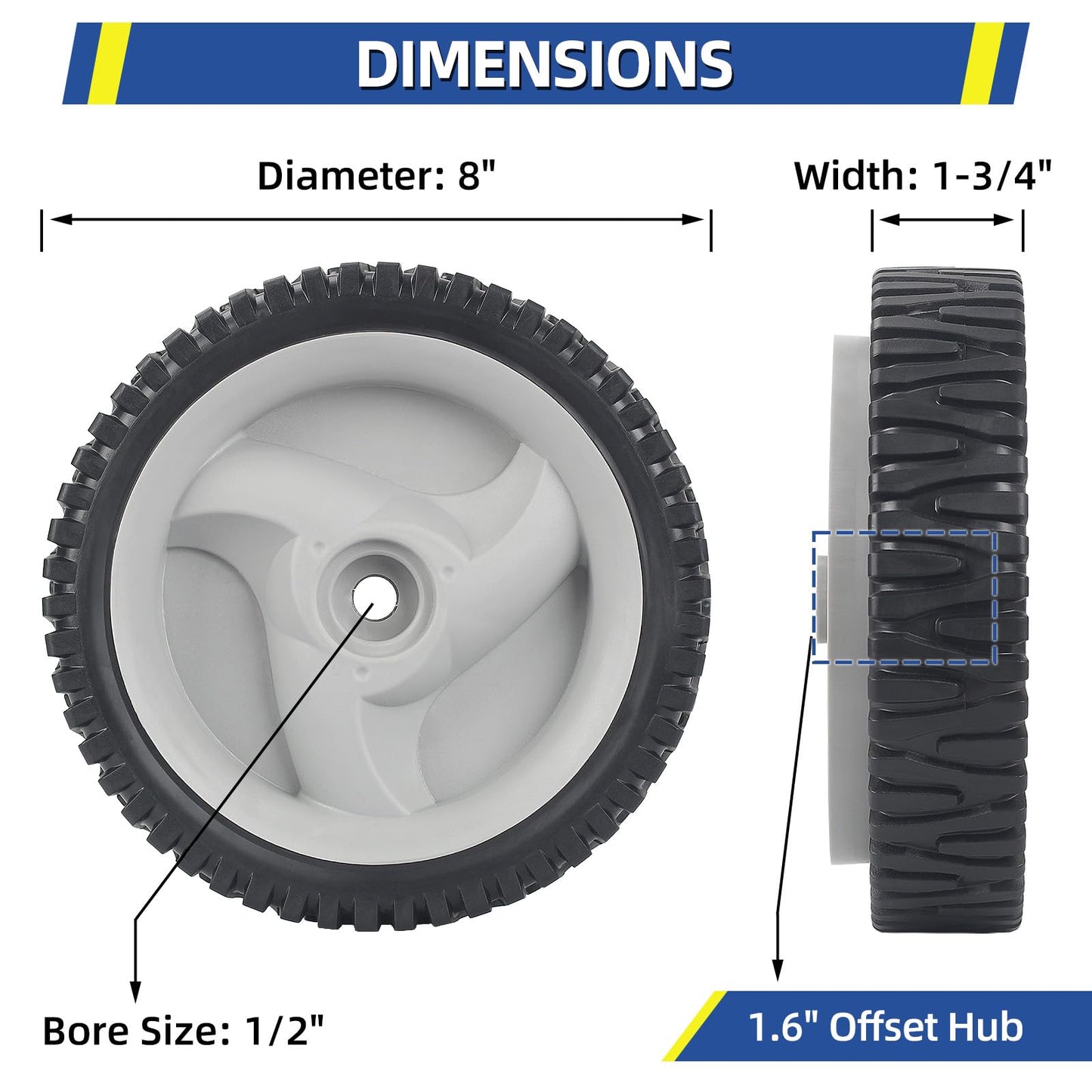 583719501 194231X460 Front Drive Wheels, 8 Inch Wheels Fit for Craftsman Husqvarna & HU Self Propelled Lawn Mower, Pack of 2