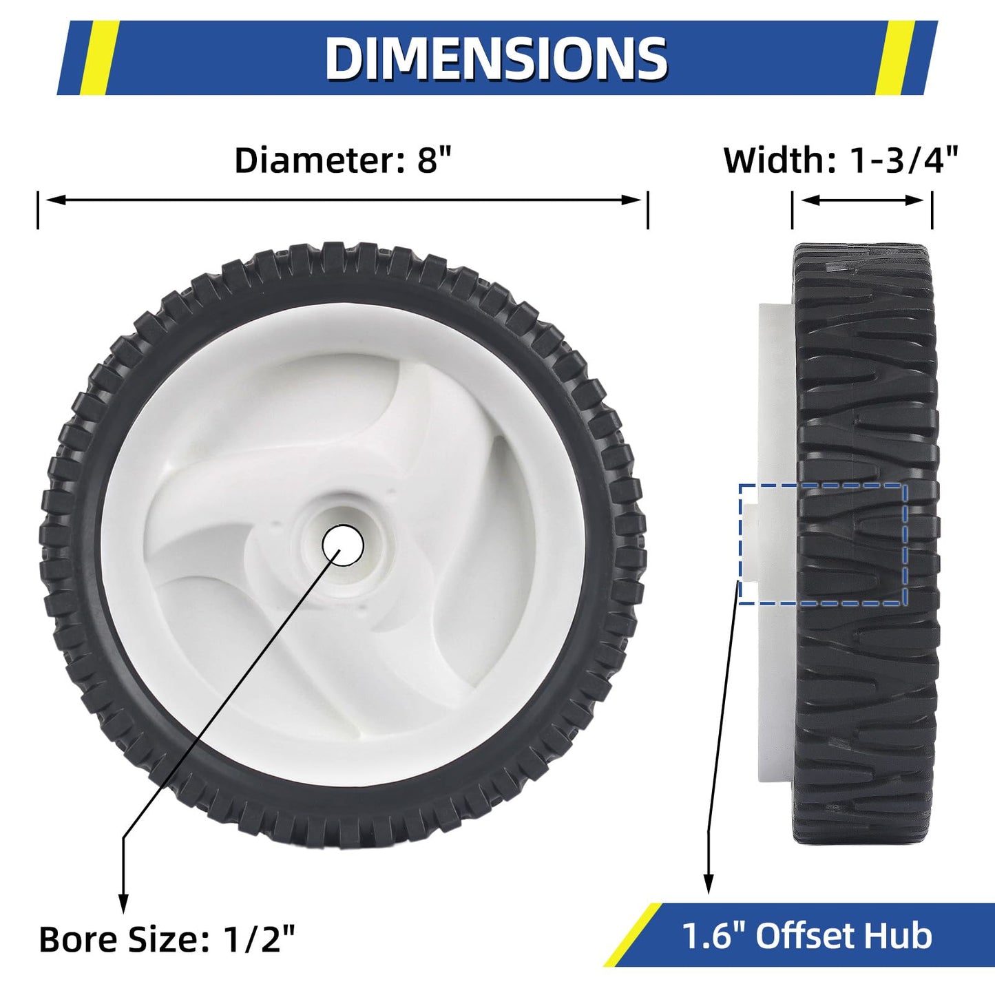 532403111 Lawn Mower Front Drive Wheels, Replacement 583719501 194231X460 Mower Wheels for Craftsman Husqvarna Pack of 2