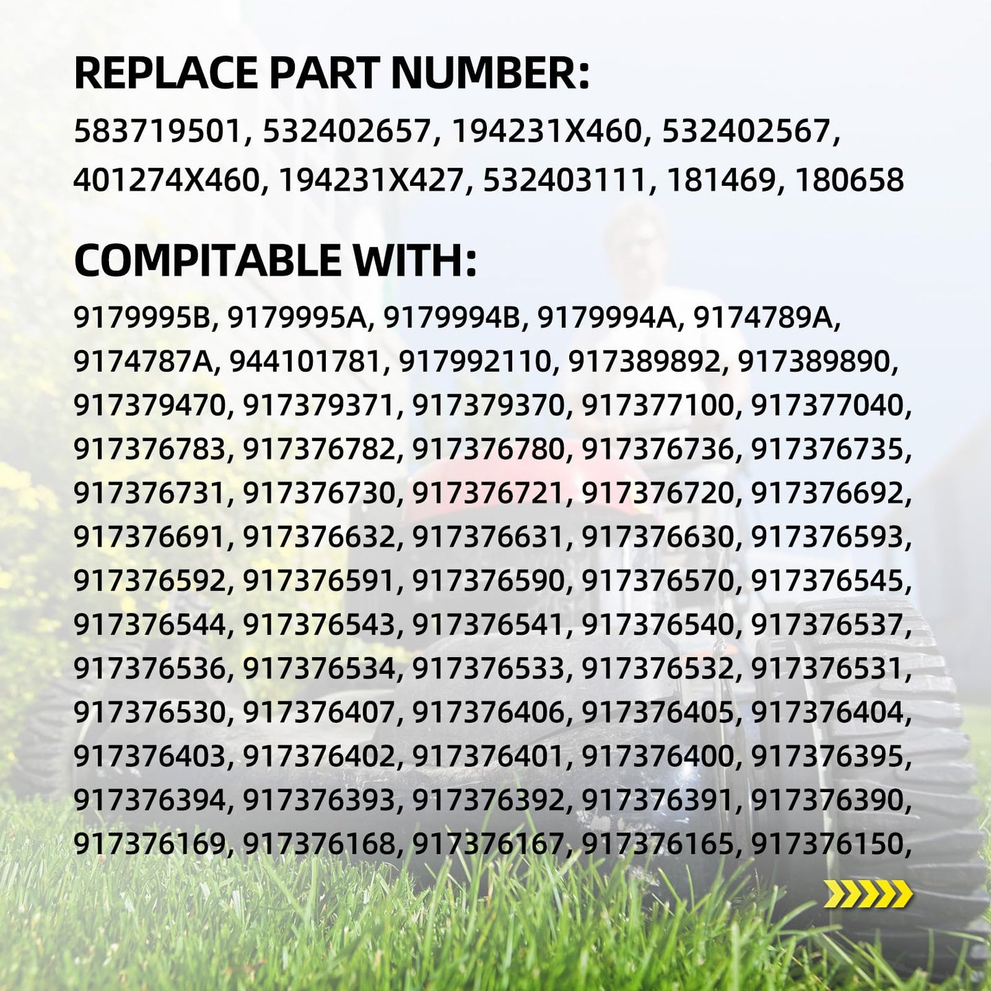 532403111 Lawn Mower Front Drive Wheels, Replacement 583719501 194231X460 Mower Wheels for Craftsman Husqvarna Pack of 2