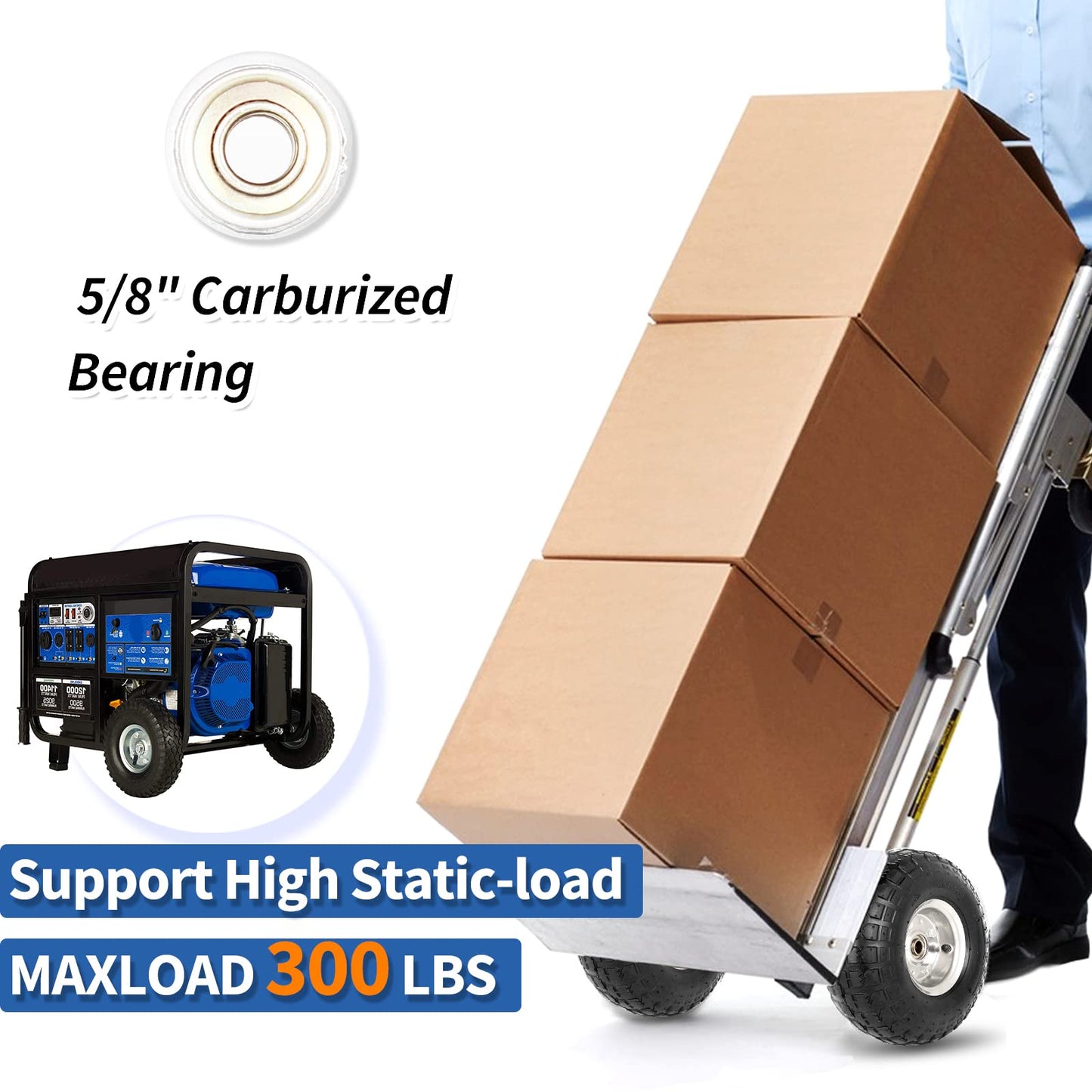4.10/3.50-4" Tire and Wheel, 10" Pneumatic Tire, with 2 1/4" Offset Hub, 5/8" Axle Bore Hole, Sealed Bearings for Hand Truck Trolley Dolly Garden Wagon Cart Wheel Replacement 4 Pack