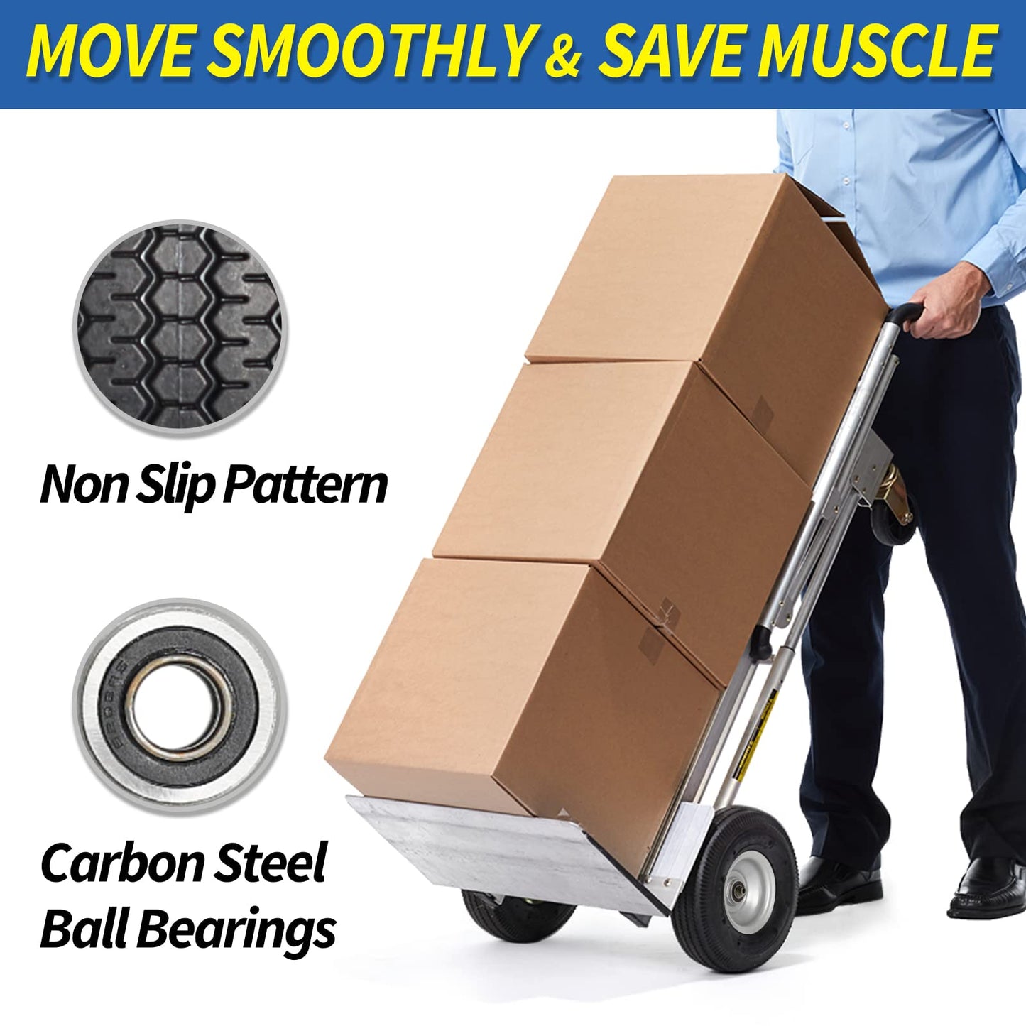 2.50-4 Solid Tire and Wheel, 8-Inch Flat-free Tire, 5/8" Bearings, 2.2" Offset Hub for Hand Truck Garden Wagon Trolley Dolly Replacement (2 Pack)