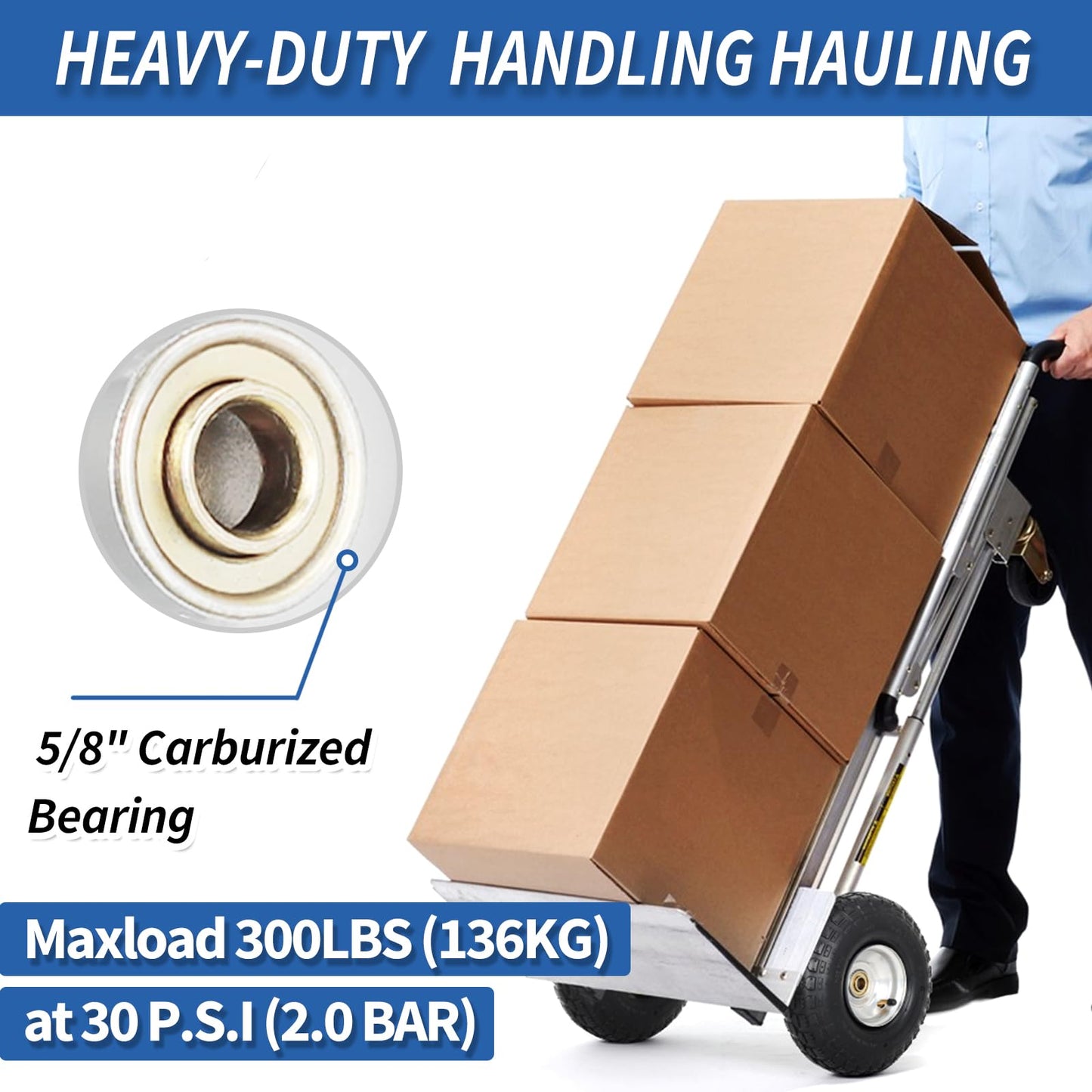 4.10/3.50-4 Pneumatic Tire, 10" Tire and Wheel,  with 2.25" Offset Hub, 5/8" Axle Bore Hole, Sealed Bearings, for Hand Truck Trolley Dolly Cart 4 Pack