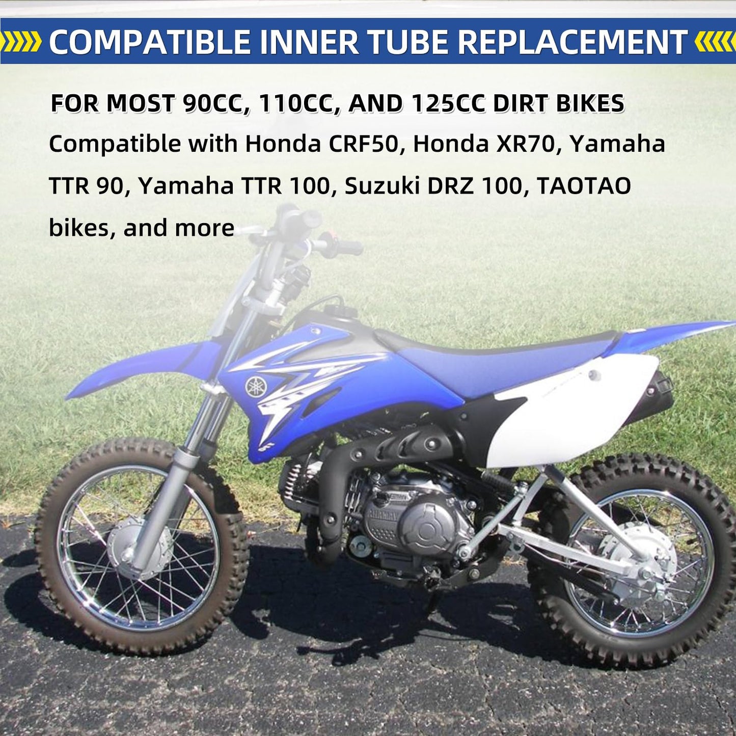 3.00/3.50-12" Dirt Bike Inner Tubes, 2 Pack with TR4 Valve Stem, 80/100-12" Heavy-Duty Inner Tubes, Replacement Tubes for Honda CRF50/70, Yamaha TTR 90/100, Suzuki DRZ110, Kawasaki KX65/110