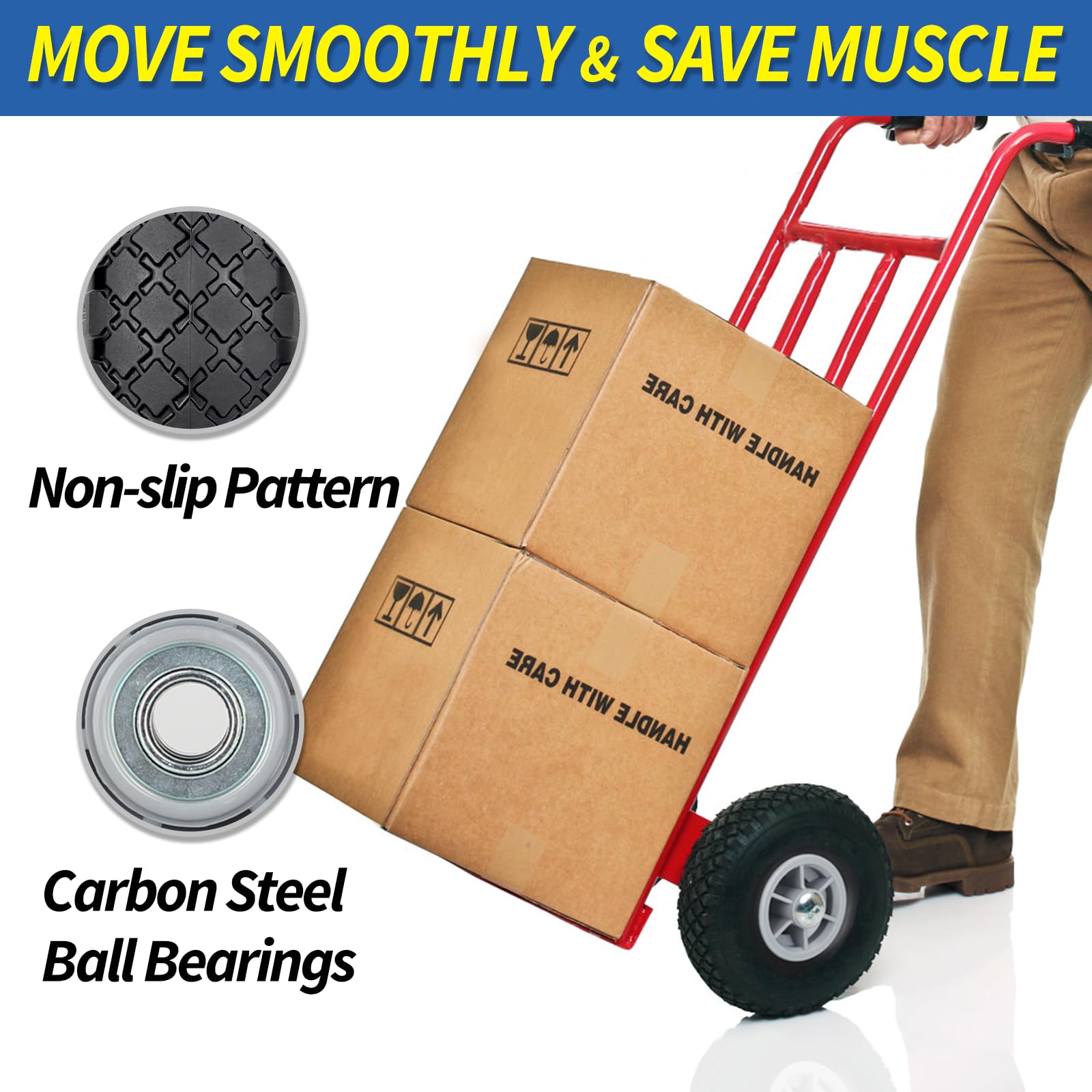 10x3.00-4 Flat Free Tire, 10" Heavy Duty Replacement Tire and Wheel Assemblies, Compatible Cosco Hand Trucks and Trolley Carts, 5/8" Axle Bore Hole, 2.2" Offset Hub, 2 (Pack)