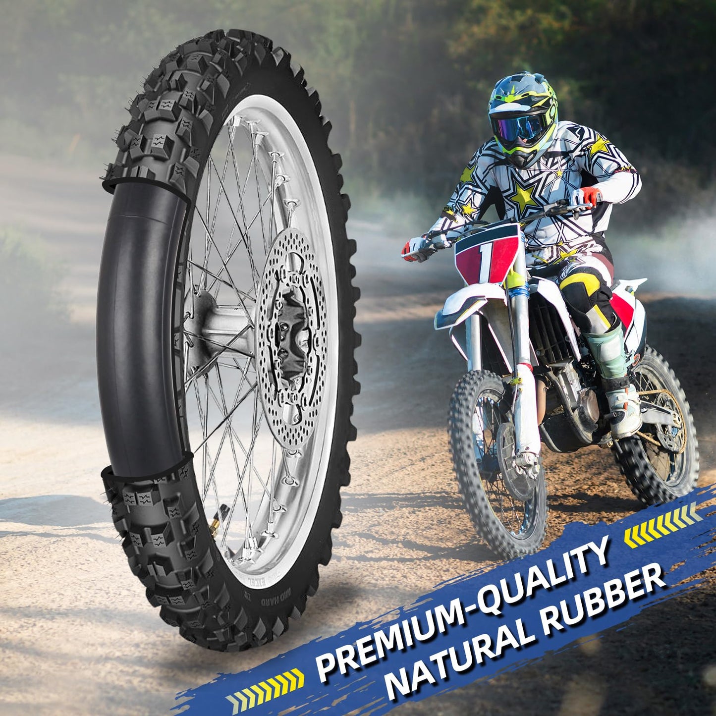 2.25/2.50-16” Dirt Bike Tubes (70/90-16), 2 Pack with TR4 Valve Stem, 16" Heavy-Duty Inner Tubes, Replacement Tubes for Off-road Motorcycle, Mini Bike, Dirt Bike, Pit Bike and More